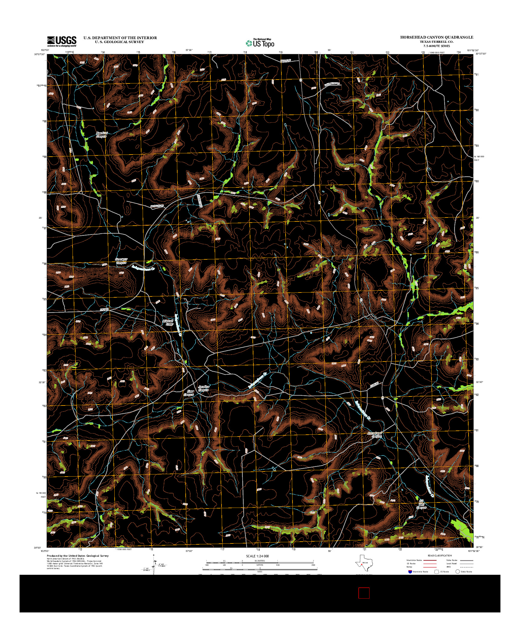 USGS US TOPO 7.5-MINUTE MAP FOR HORSEHEAD CANYON, TX 2012