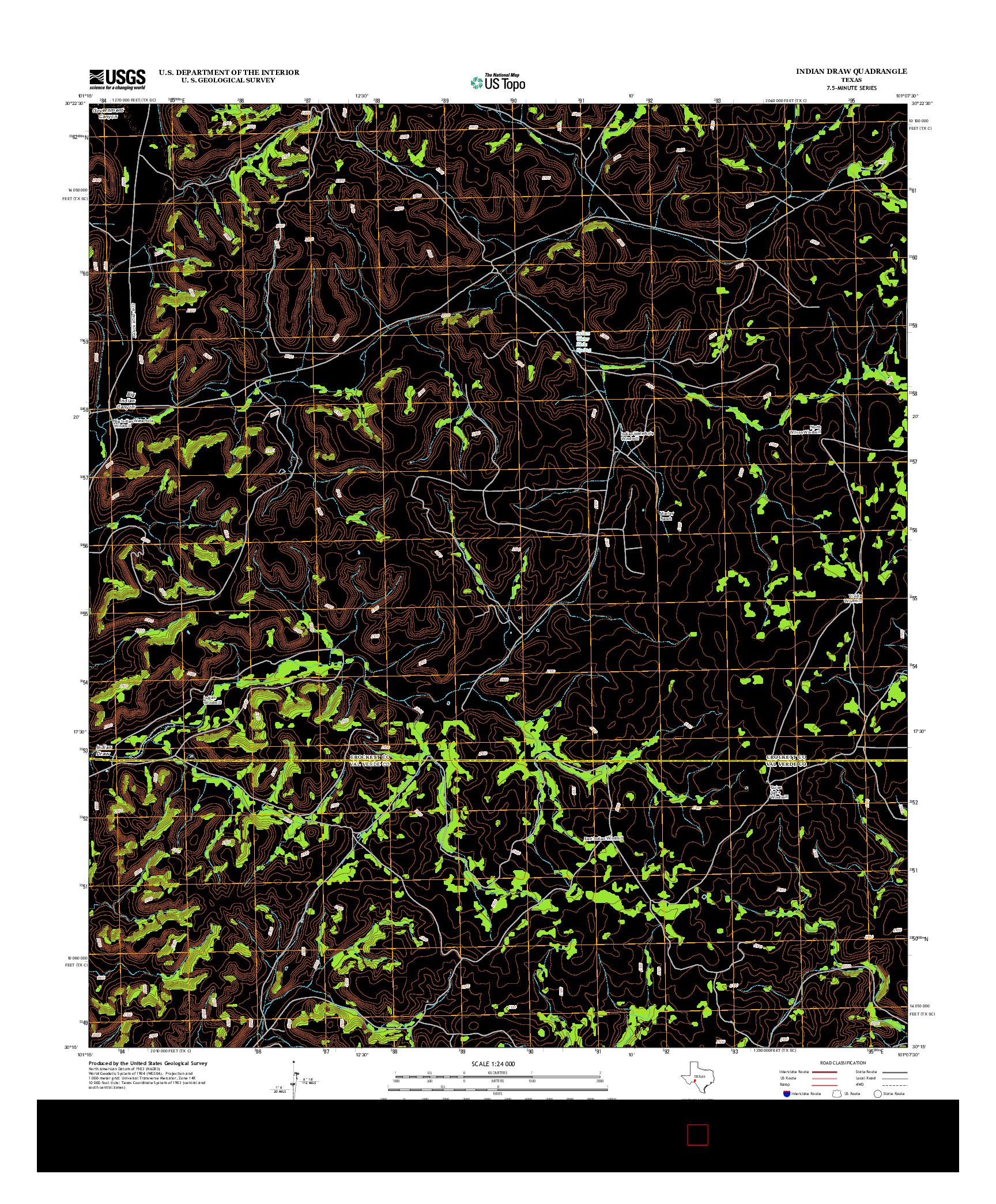 USGS US TOPO 7.5-MINUTE MAP FOR INDIAN DRAW, TX 2012