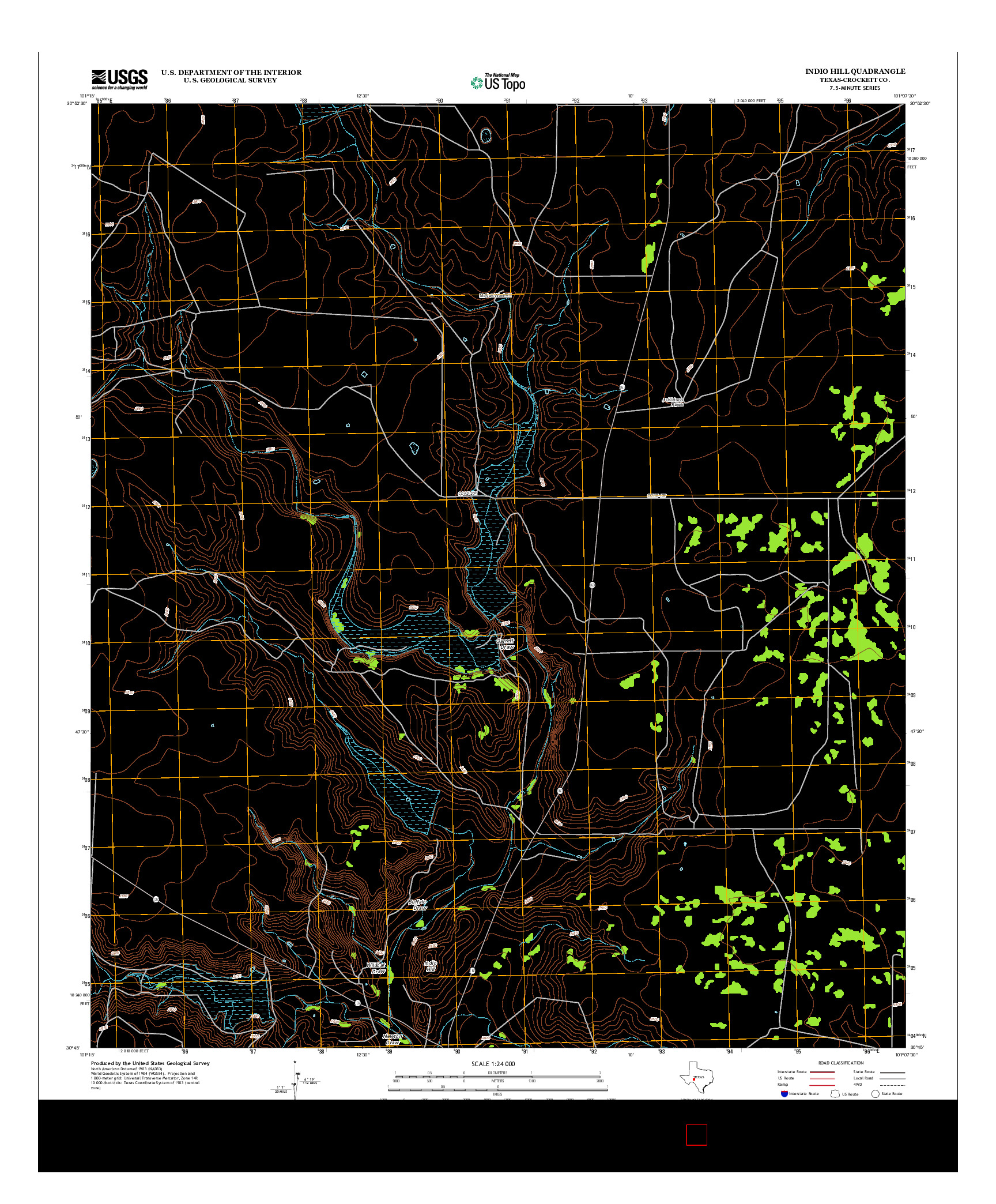 USGS US TOPO 7.5-MINUTE MAP FOR INDIO HILL, TX 2012