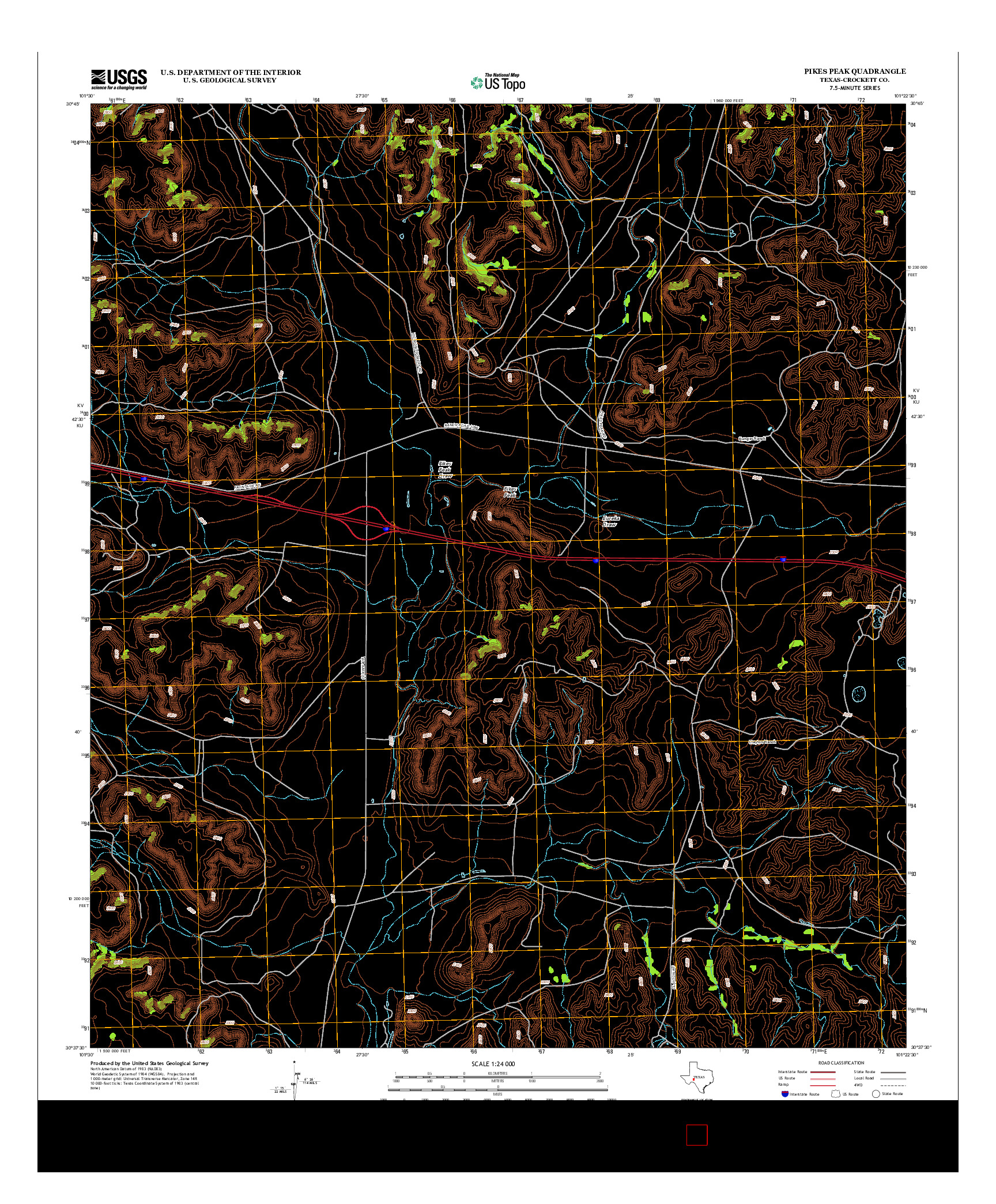 USGS US TOPO 7.5-MINUTE MAP FOR PIKES PEAK, TX 2012