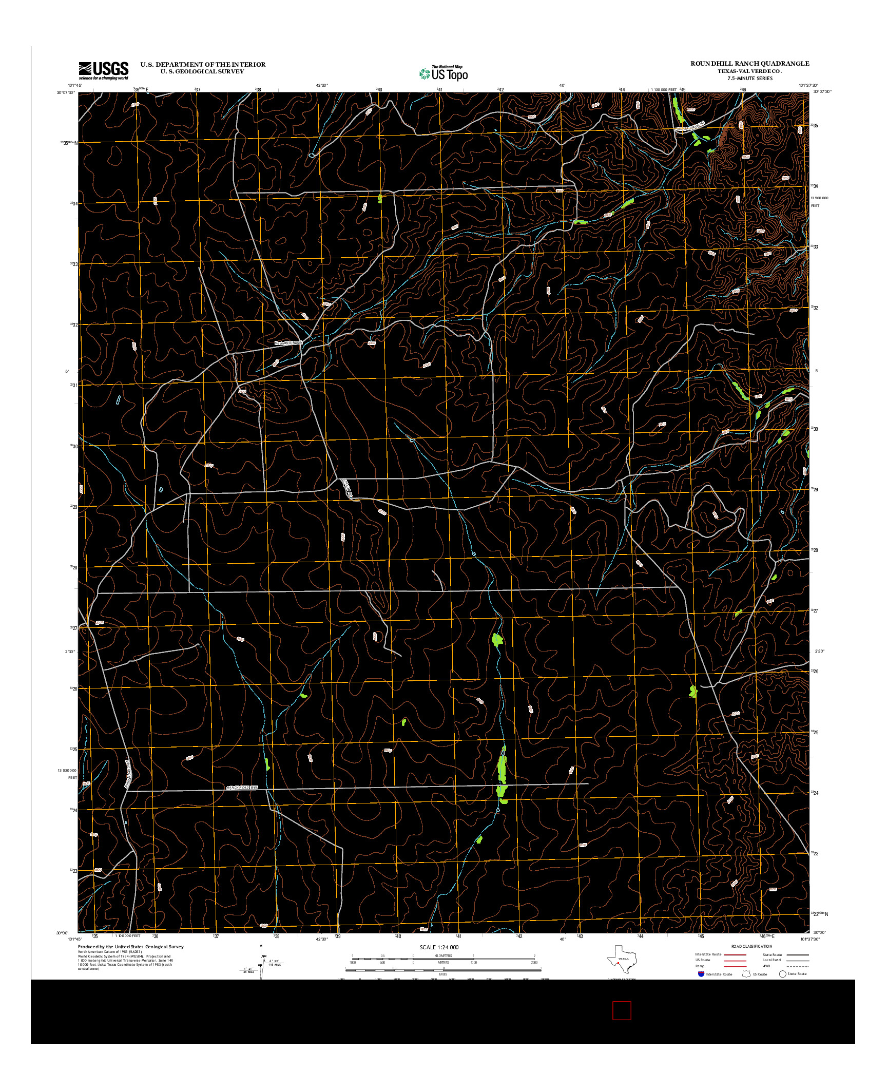 USGS US TOPO 7.5-MINUTE MAP FOR ROUNDHILL RANCH, TX 2012