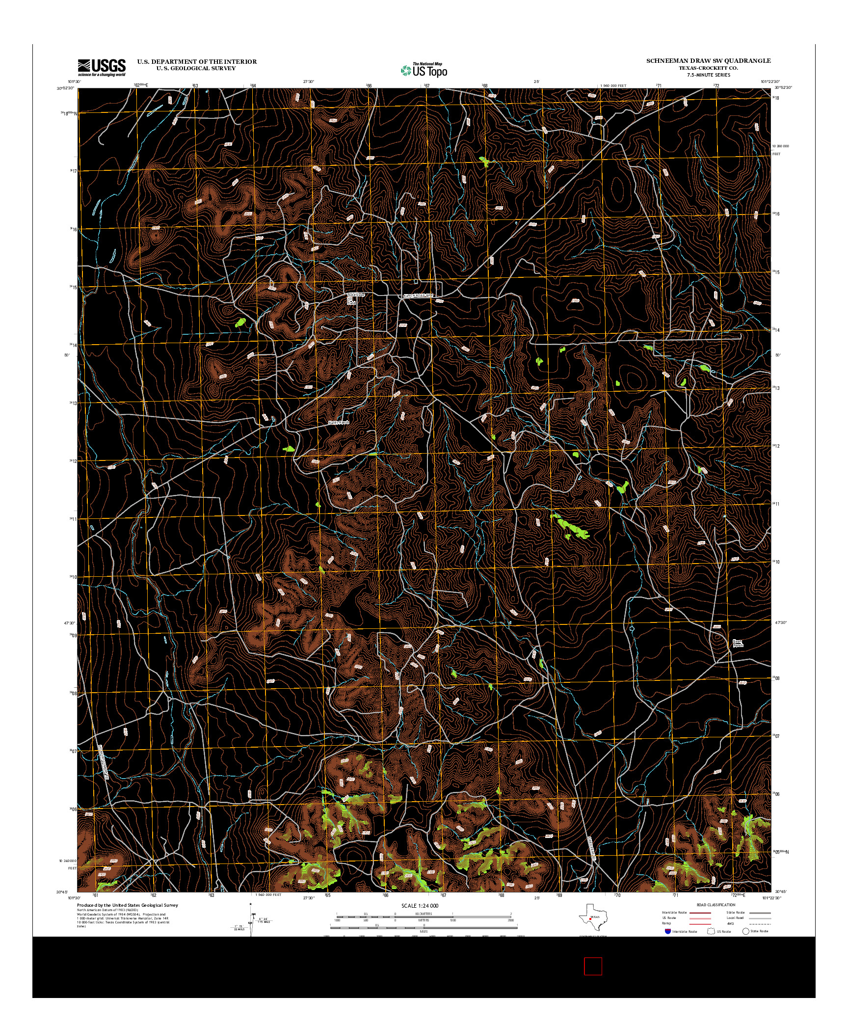 USGS US TOPO 7.5-MINUTE MAP FOR SCHNEEMAN DRAW SW, TX 2012