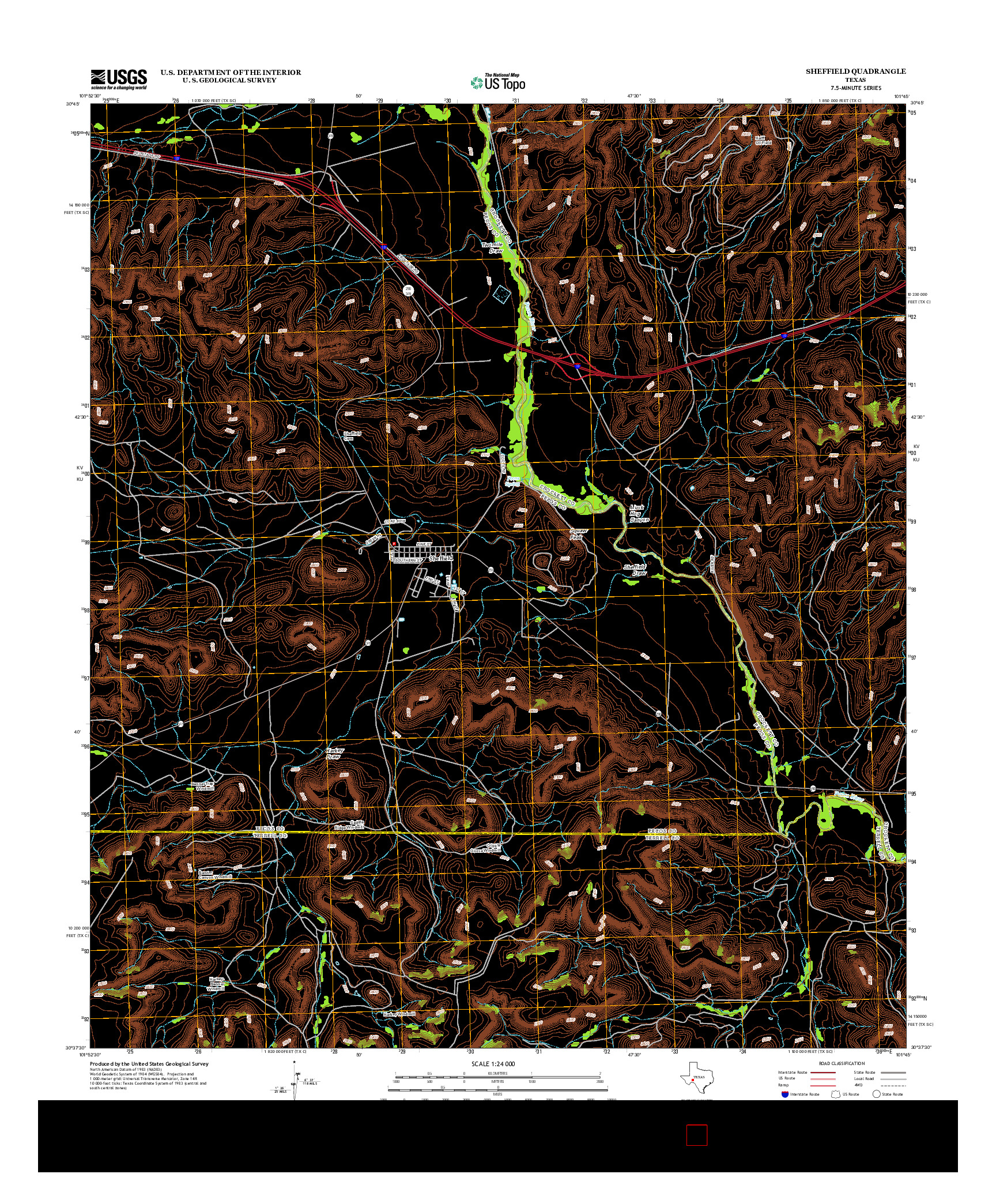 USGS US TOPO 7.5-MINUTE MAP FOR SHEFFIELD, TX 2012