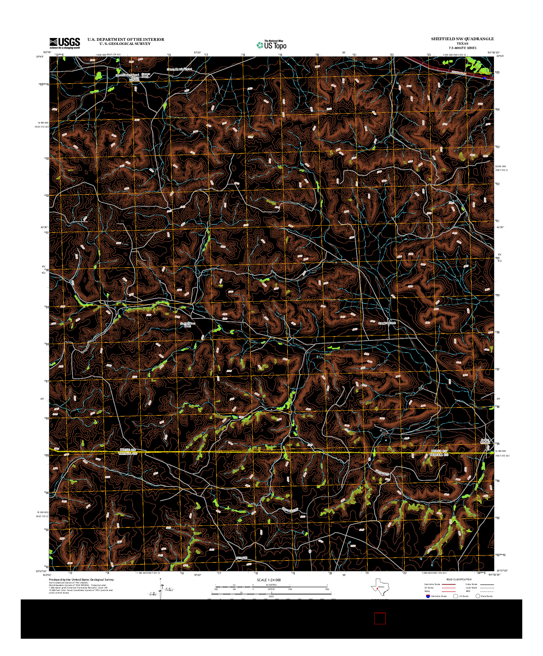 USGS US TOPO 7.5-MINUTE MAP FOR SHEFFIELD NW, TX 2012