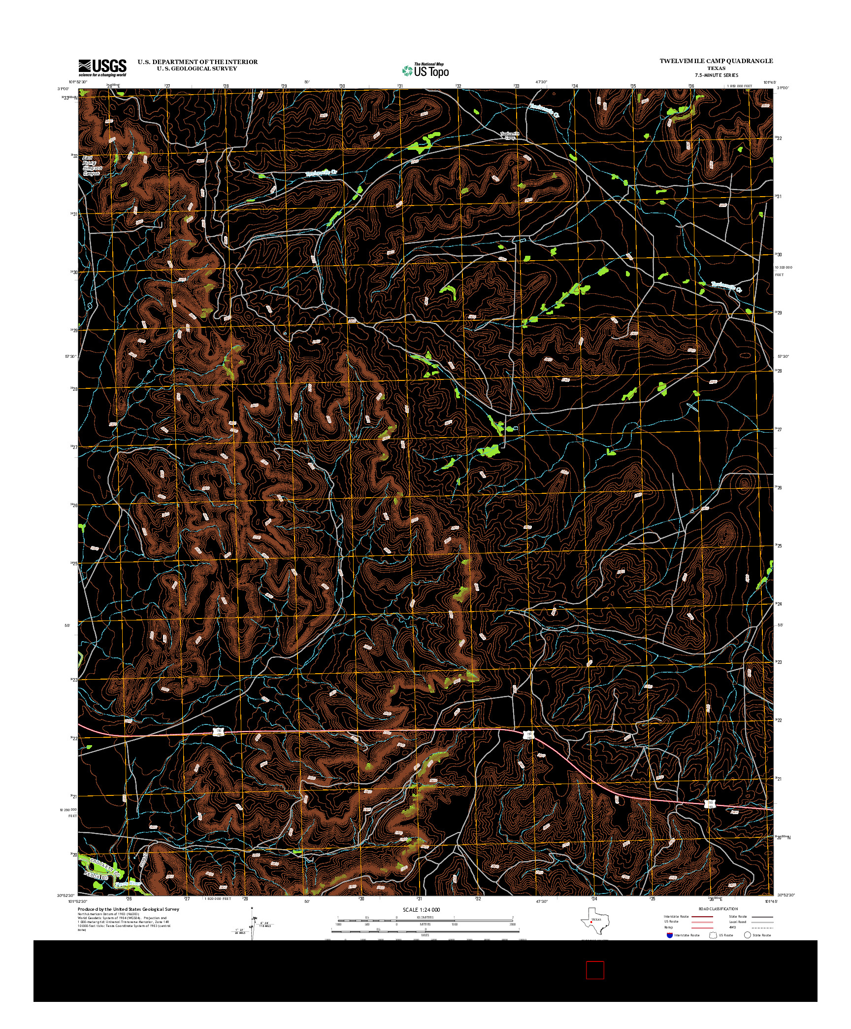 USGS US TOPO 7.5-MINUTE MAP FOR TWELVEMILE CAMP, TX 2012