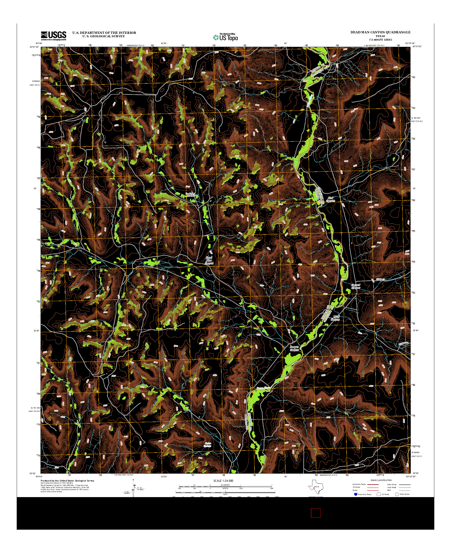 USGS US TOPO 7.5-MINUTE MAP FOR DEAD MAN CANYON, TX 2012