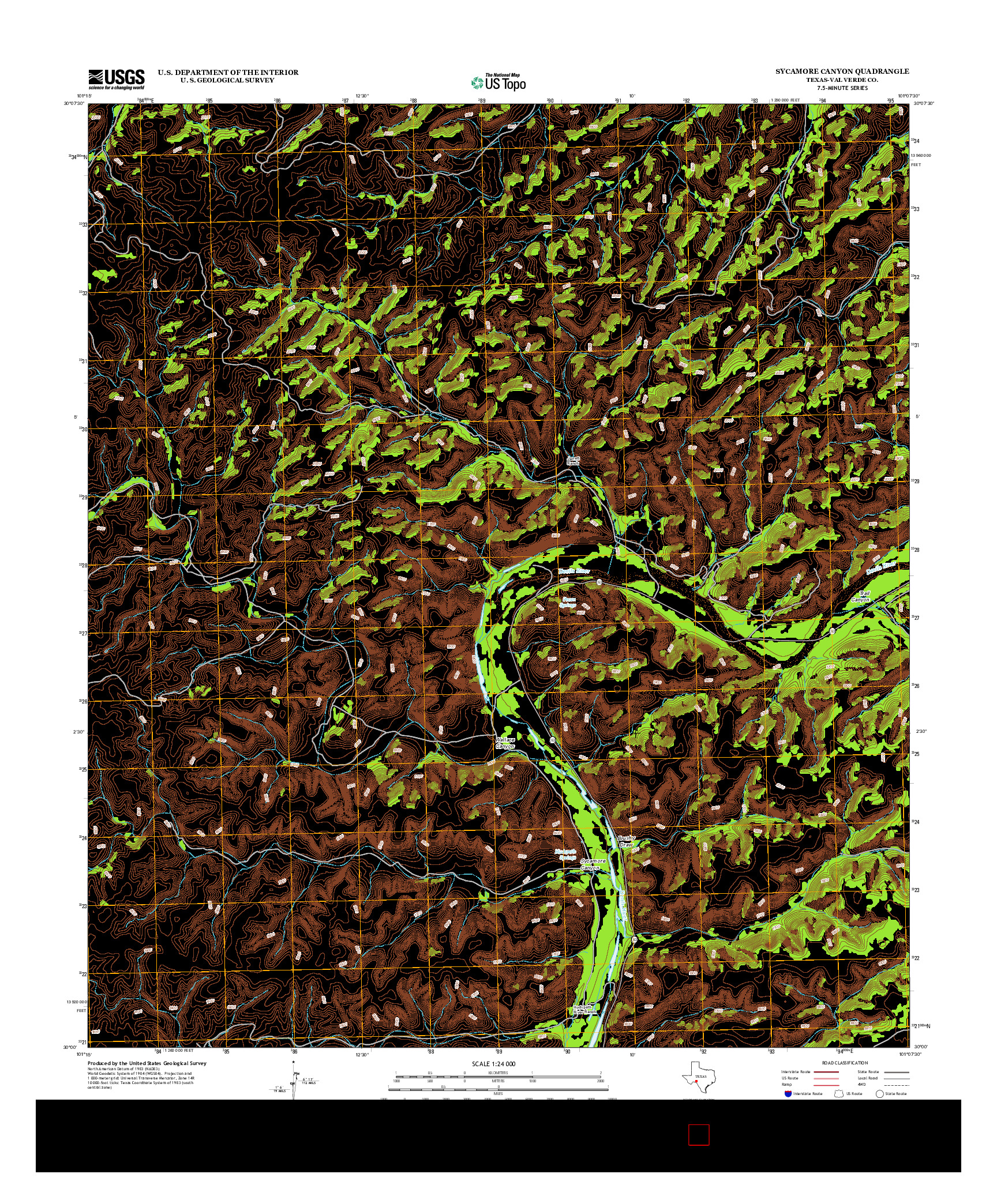 USGS US TOPO 7.5-MINUTE MAP FOR SYCAMORE CANYON, TX 2012