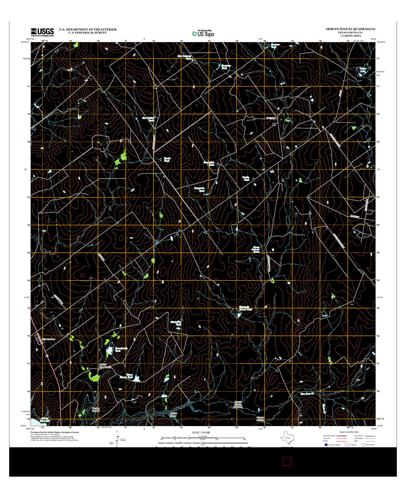 USGS US TOPO 7.5-MINUTE MAP FOR ARROYO MIGUEL, TX 2012
