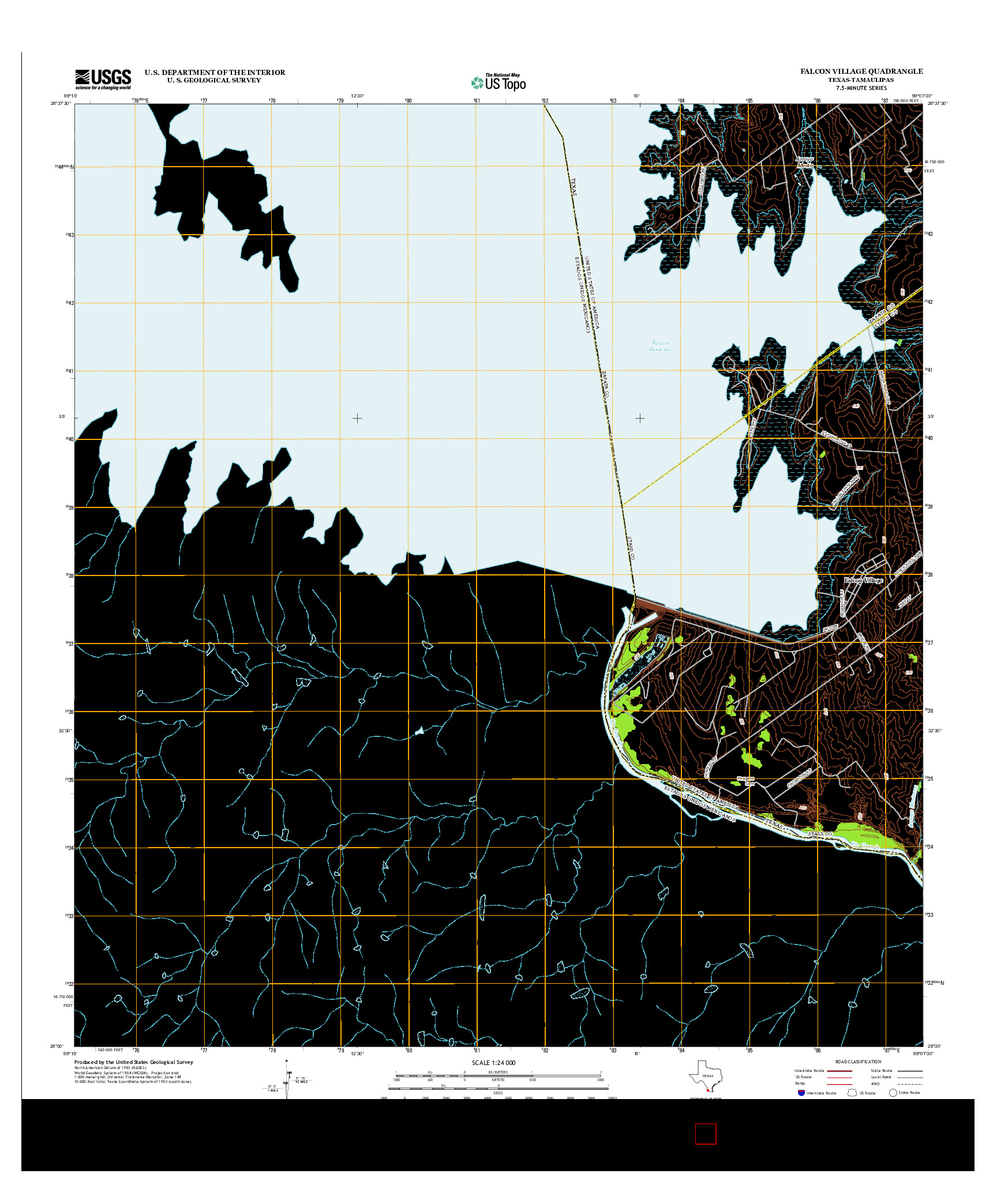 USGS US TOPO 7.5-MINUTE MAP FOR FALCON VILLAGE, TX-TAM 2012