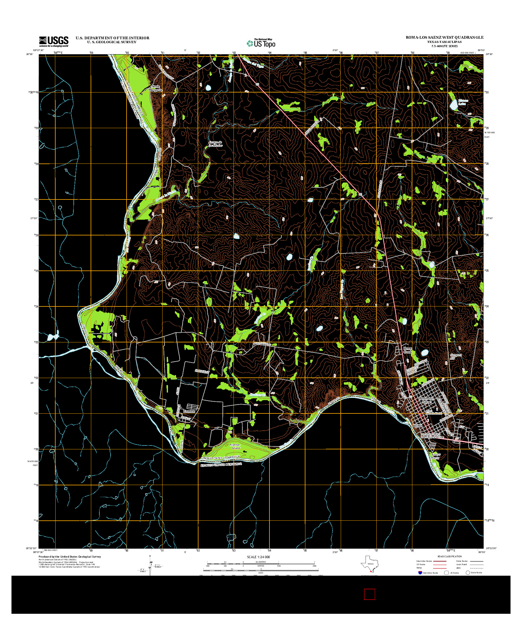 USGS US TOPO 7.5-MINUTE MAP FOR ROMA-LOS SAENZ WEST, TX-TAM 2012