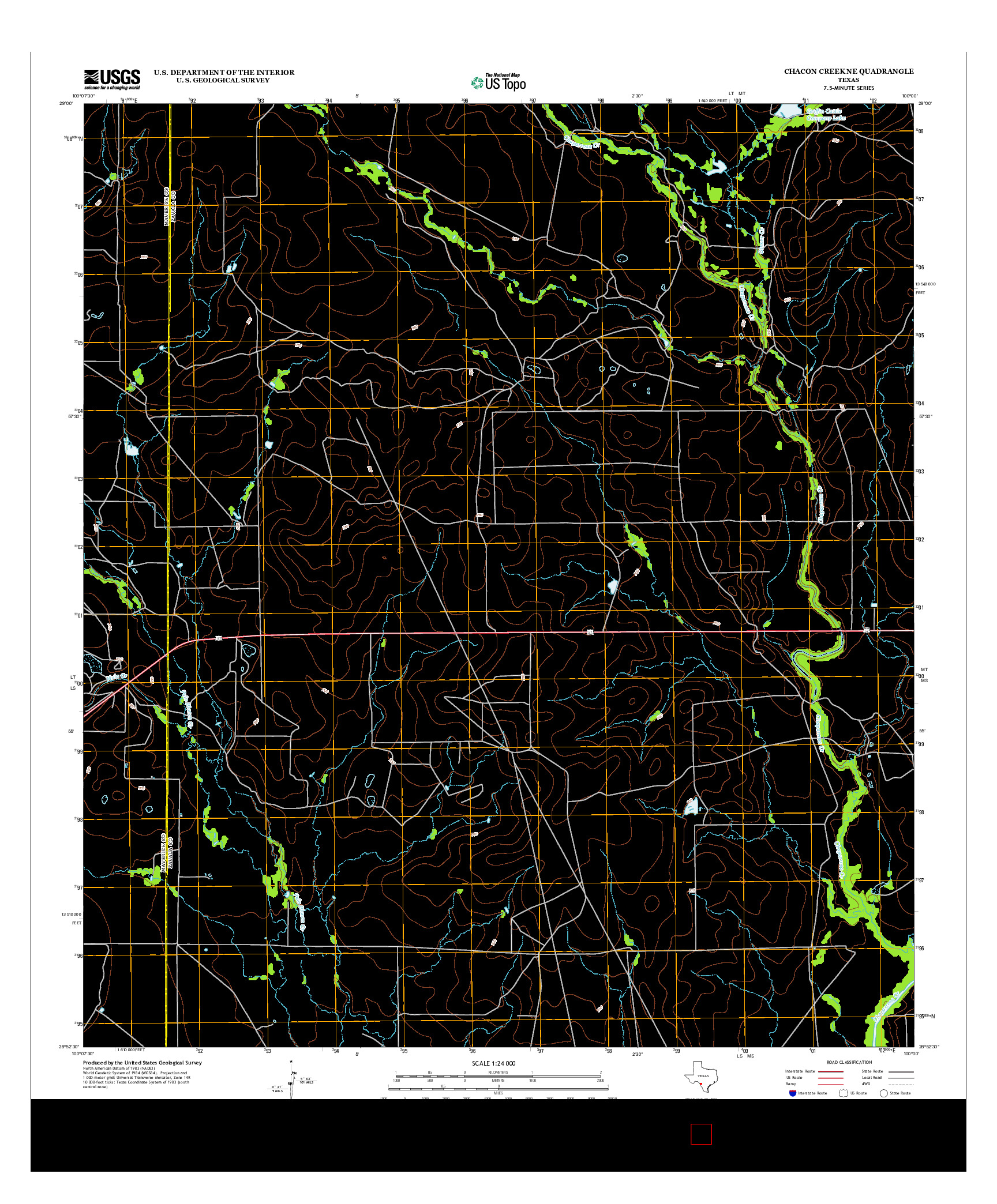 USGS US TOPO 7.5-MINUTE MAP FOR CHACON CREEK NE, TX 2012