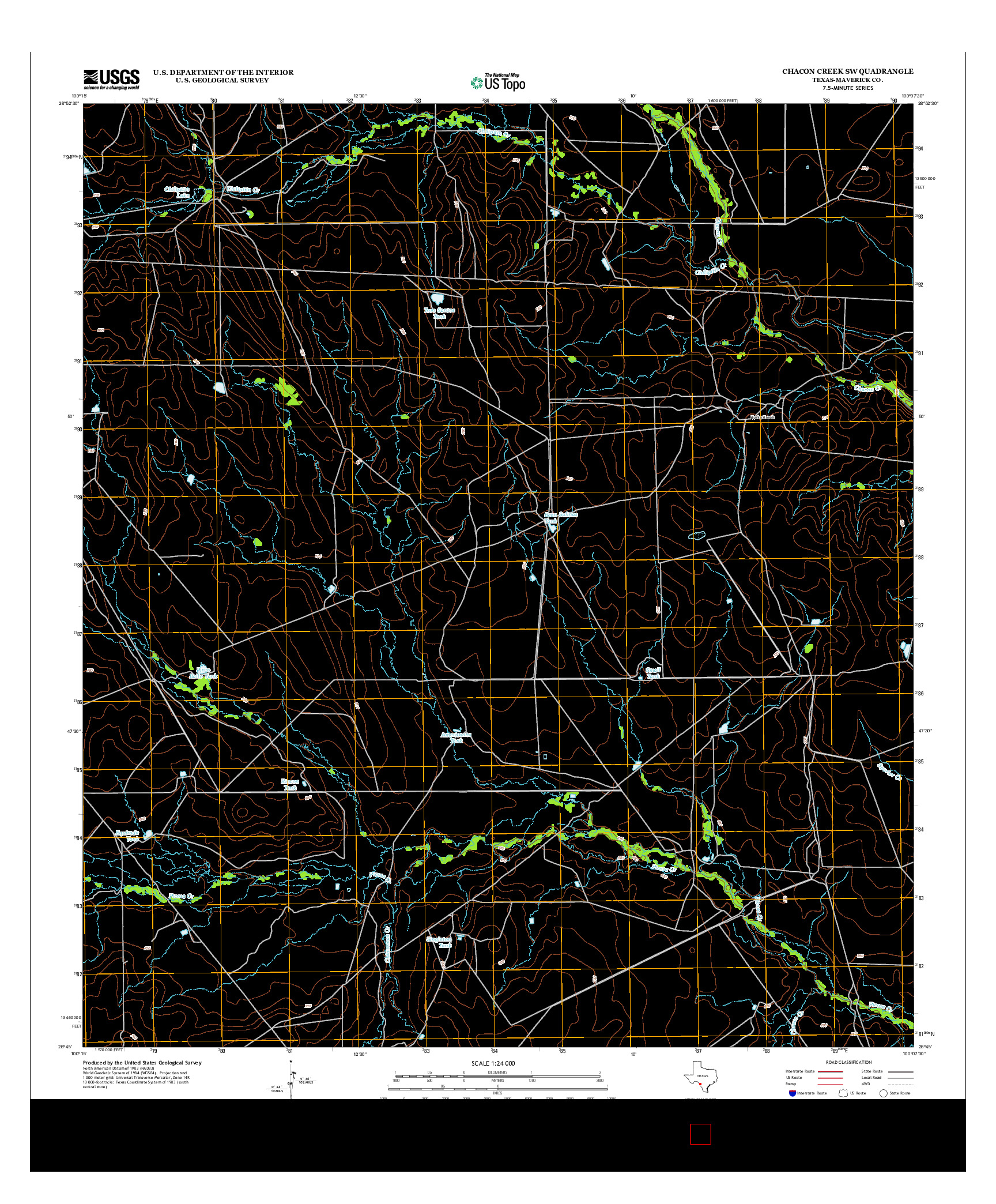 USGS US TOPO 7.5-MINUTE MAP FOR CHACON CREEK SW, TX 2012