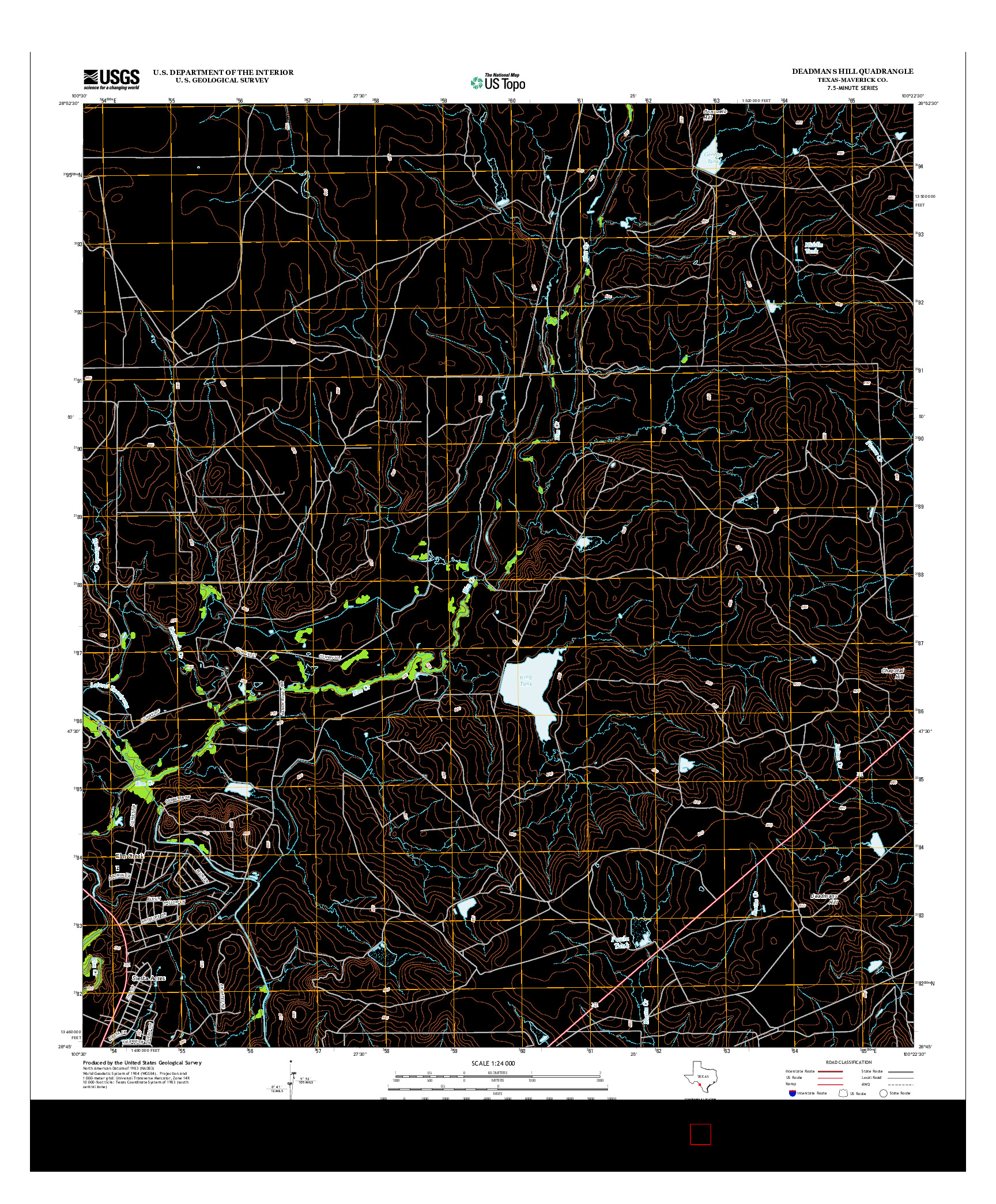 USGS US TOPO 7.5-MINUTE MAP FOR DEADMANS HILL, TX 2012