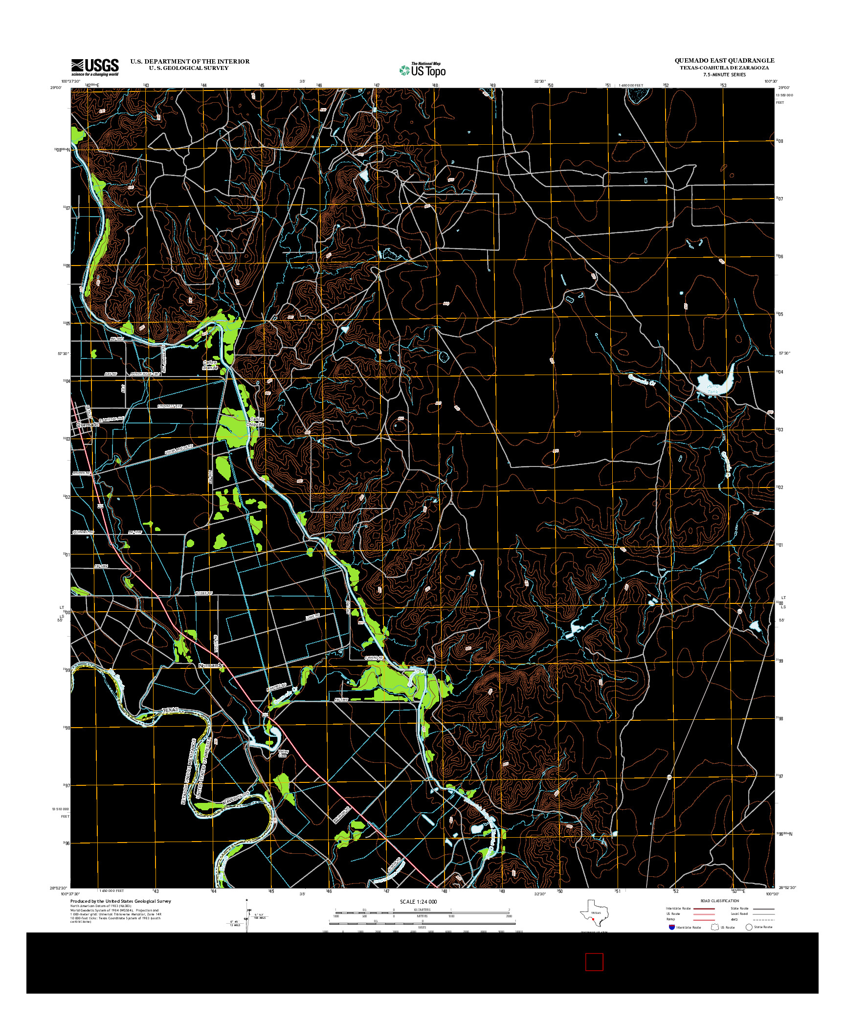 USGS US TOPO 7.5-MINUTE MAP FOR QUEMADO EAST, TX-COA 2012