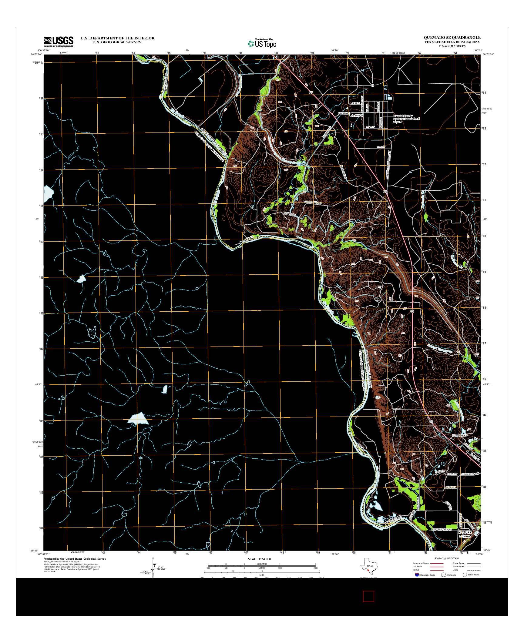 USGS US TOPO 7.5-MINUTE MAP FOR QUEMADO SE, TX-COA 2012