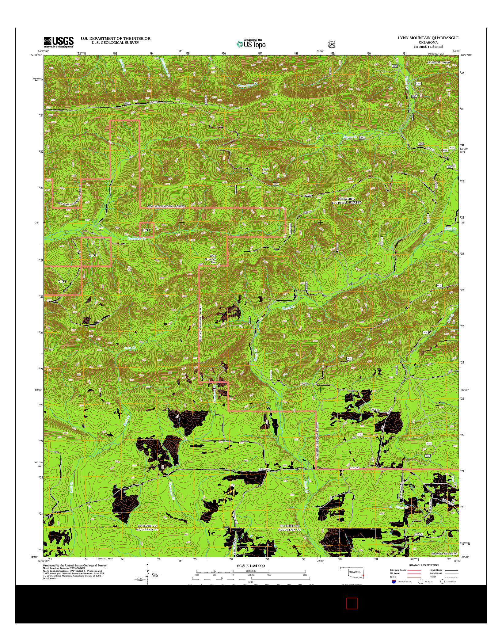 USGS US TOPO 7.5-MINUTE MAP FOR LYNN MOUNTAIN, OK 2012