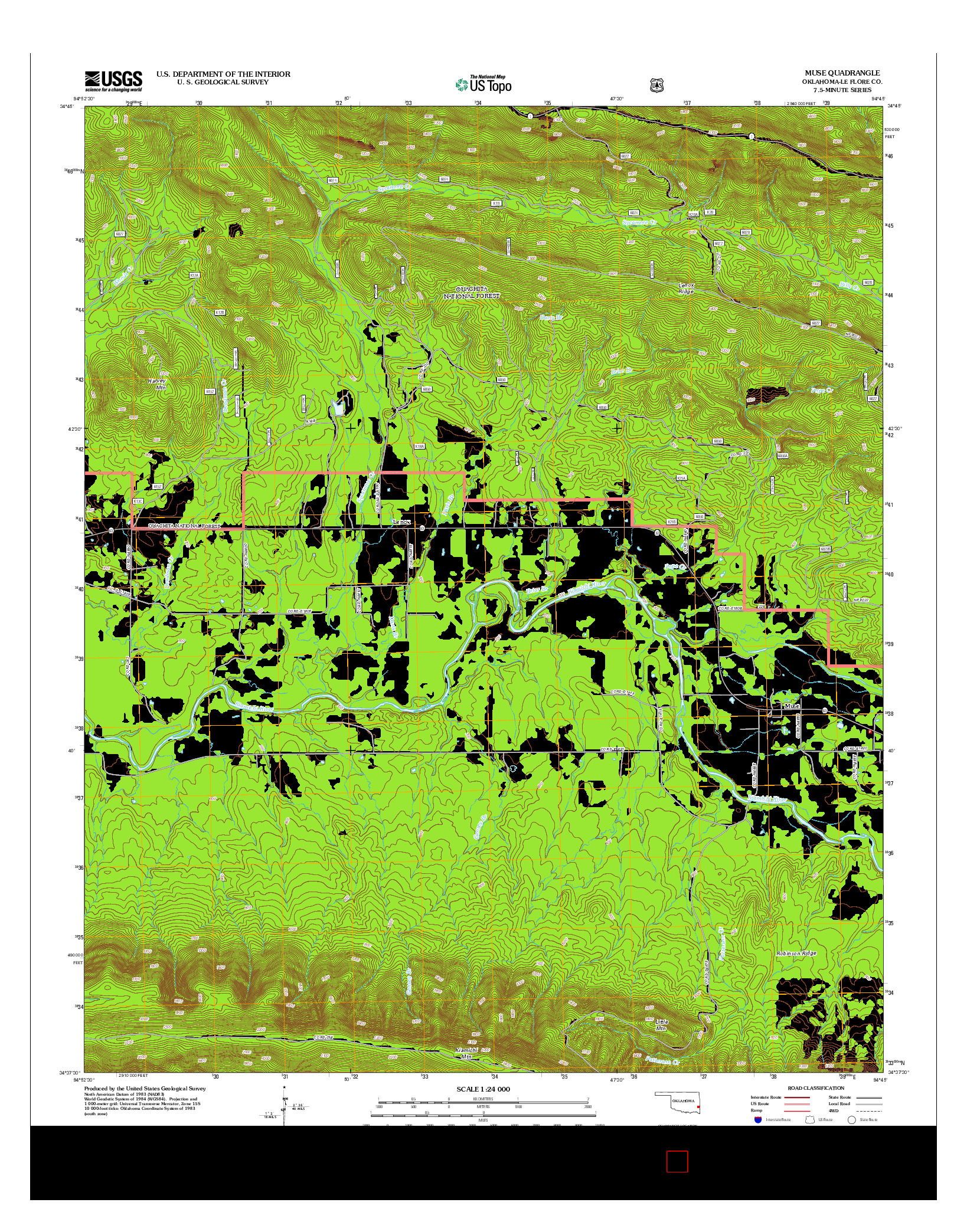 USGS US TOPO 7.5-MINUTE MAP FOR MUSE, OK 2012