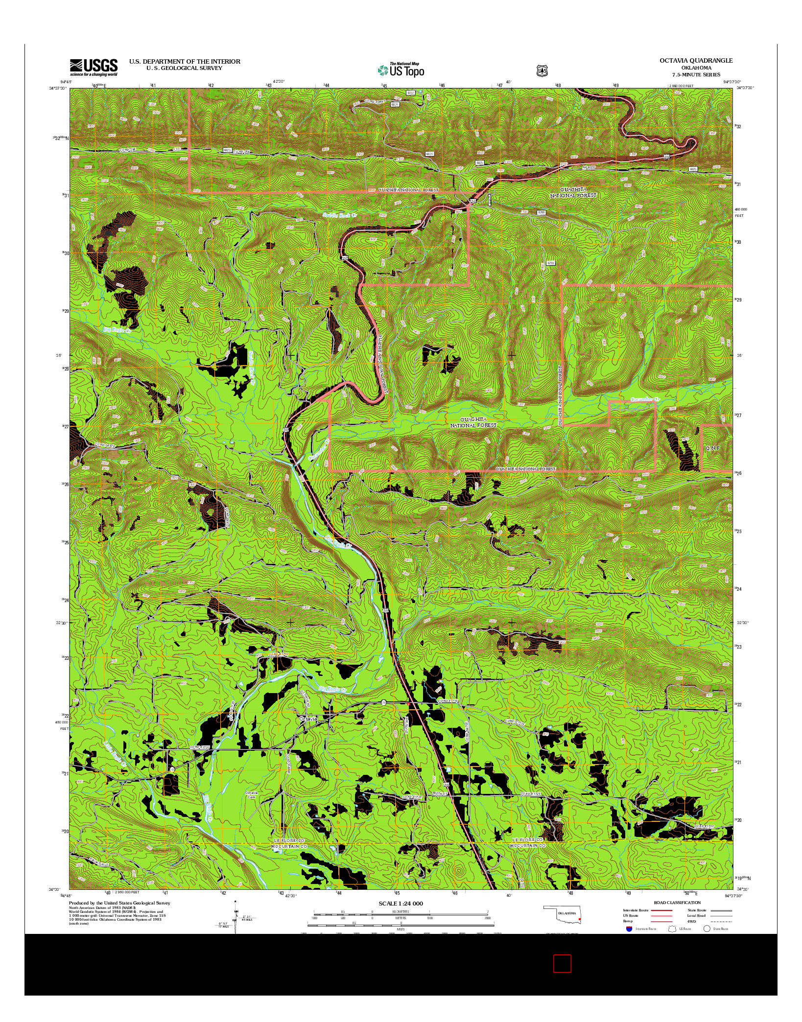 USGS US TOPO 7.5-MINUTE MAP FOR OCTAVIA, OK 2012