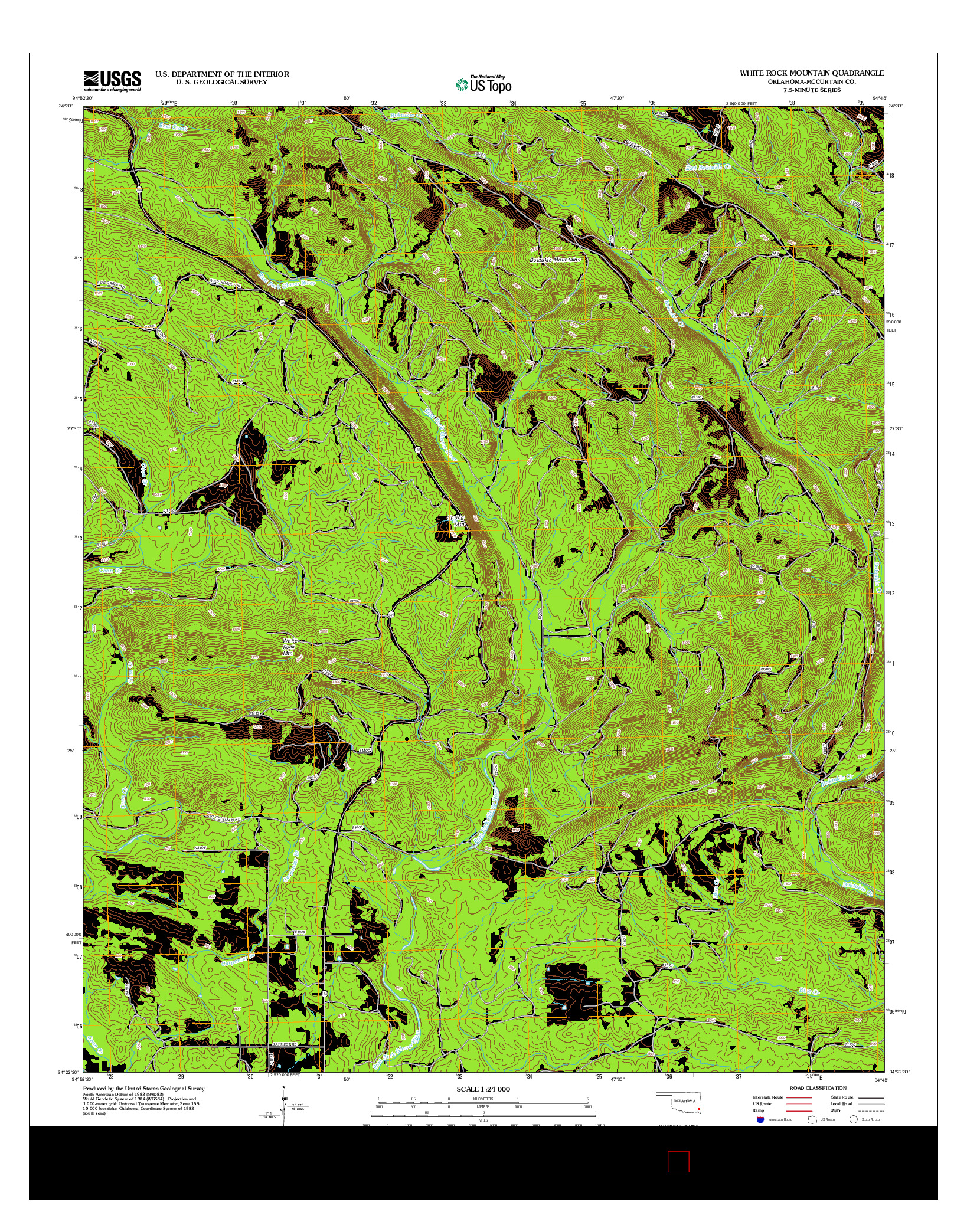 USGS US TOPO 7.5-MINUTE MAP FOR WHITE ROCK MOUNTAIN, OK 2012