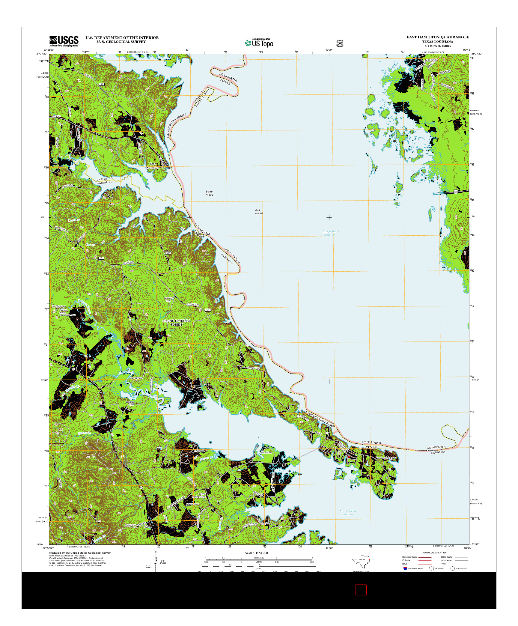 USGS US TOPO 7.5-MINUTE MAP FOR EAST HAMILTON, TX-LA 2012