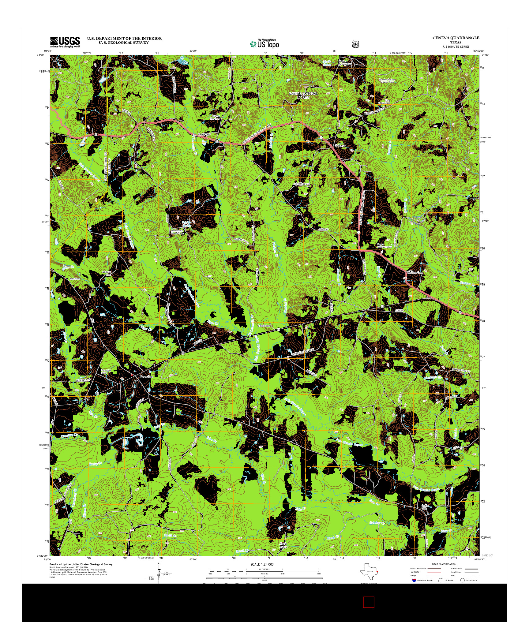 USGS US TOPO 7.5-MINUTE MAP FOR GENEVA, TX 2012