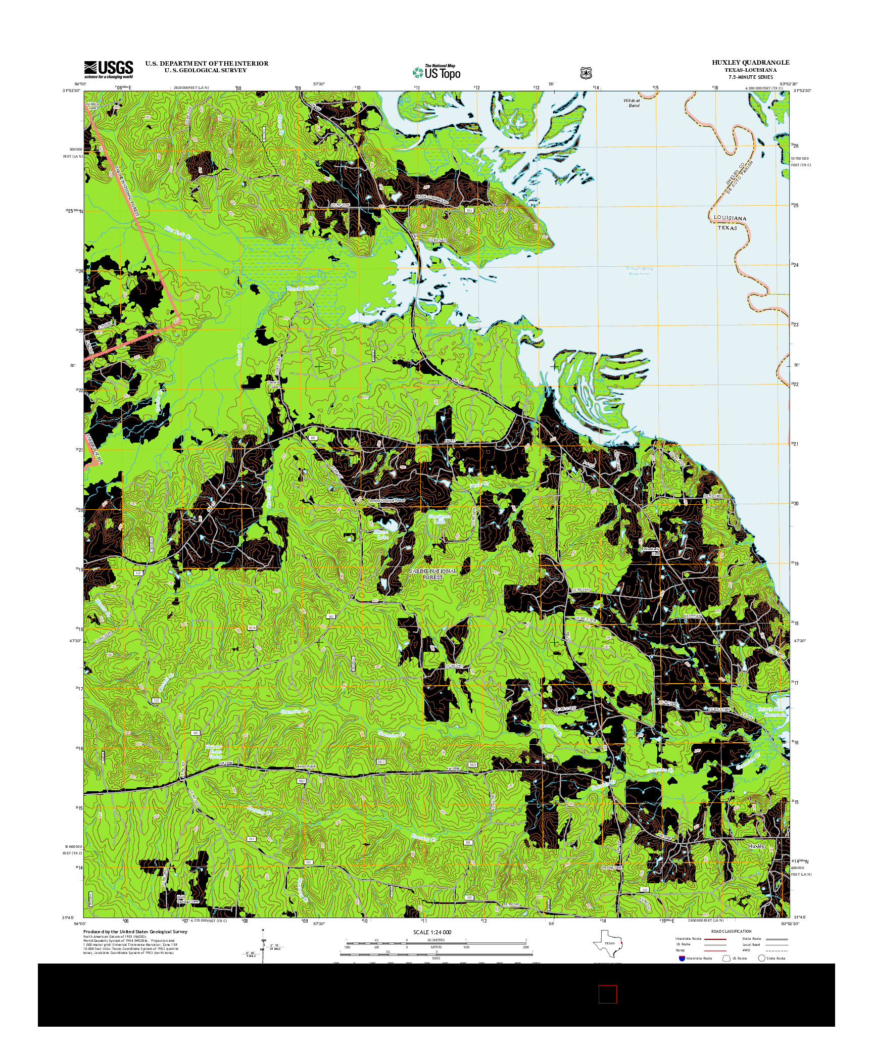 USGS US TOPO 7.5-MINUTE MAP FOR HUXLEY, TX-LA 2012