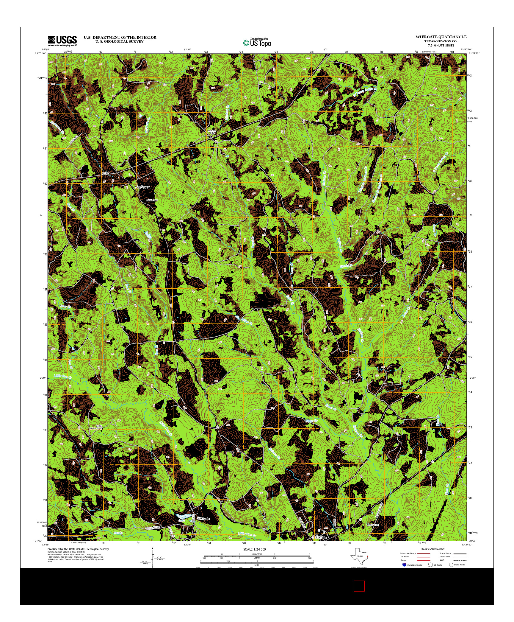 USGS US TOPO 7.5-MINUTE MAP FOR WIERGATE, TX 2012