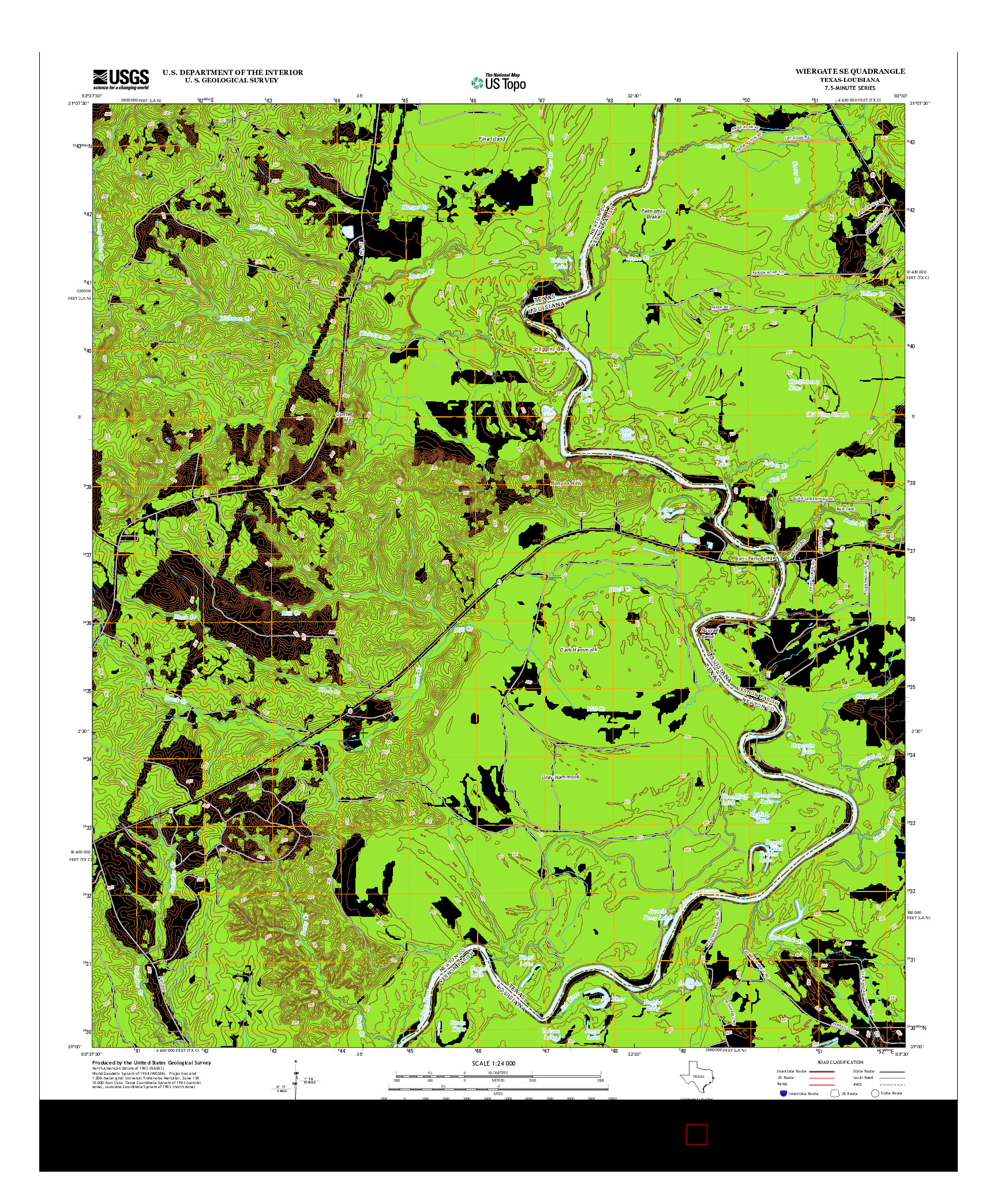 USGS US TOPO 7.5-MINUTE MAP FOR WIERGATE SE, TX-LA 2012