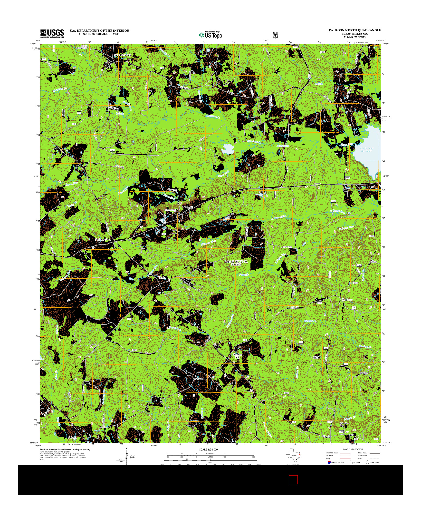 USGS US TOPO 7.5-MINUTE MAP FOR PATROON NORTH, TX 2012