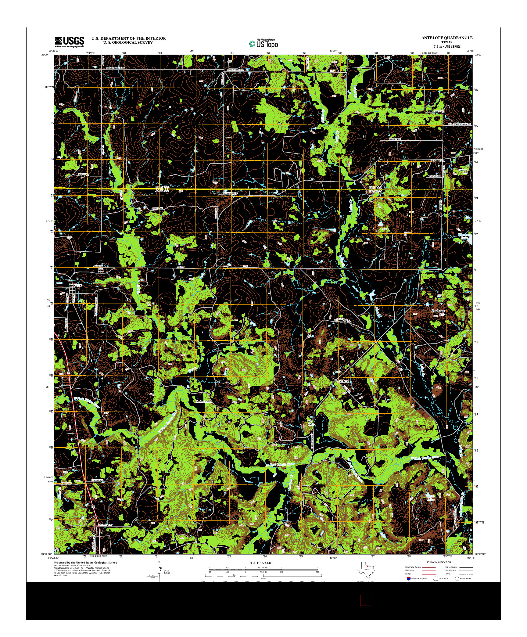 USGS US TOPO 7.5-MINUTE MAP FOR ANTELOPE, TX 2012