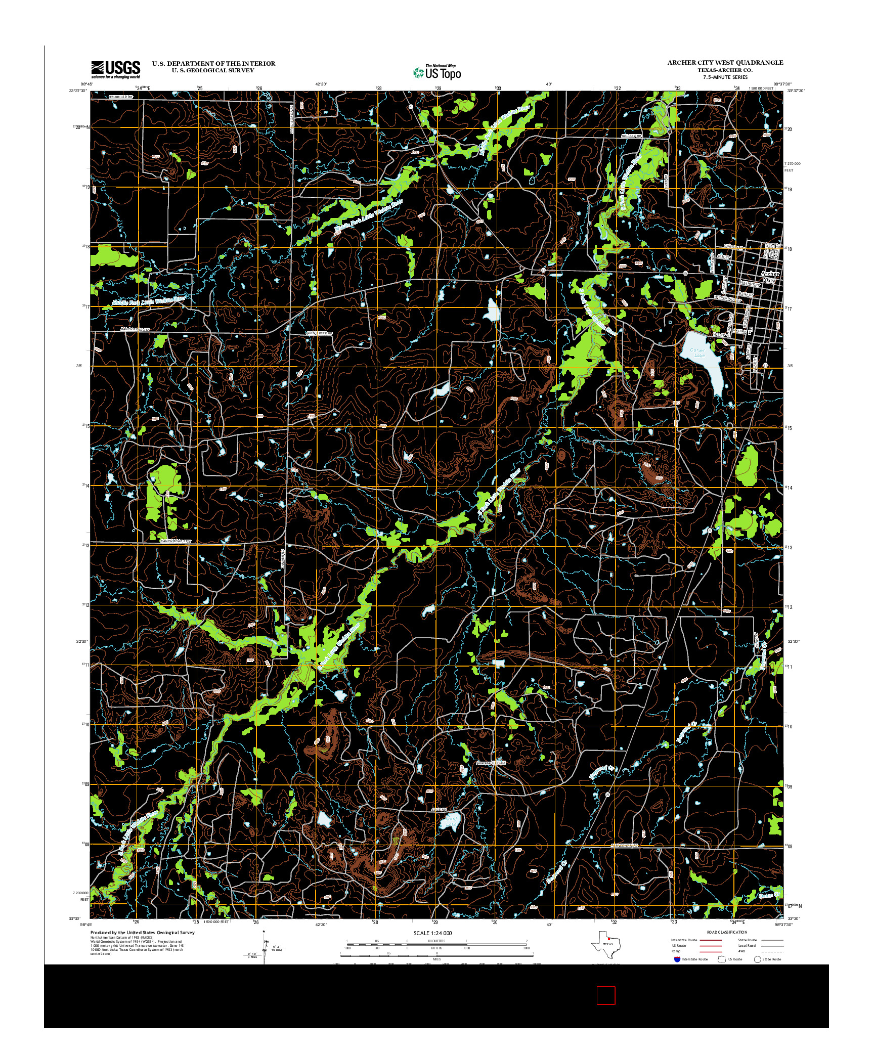 USGS US TOPO 7.5-MINUTE MAP FOR ARCHER CITY WEST, TX 2012