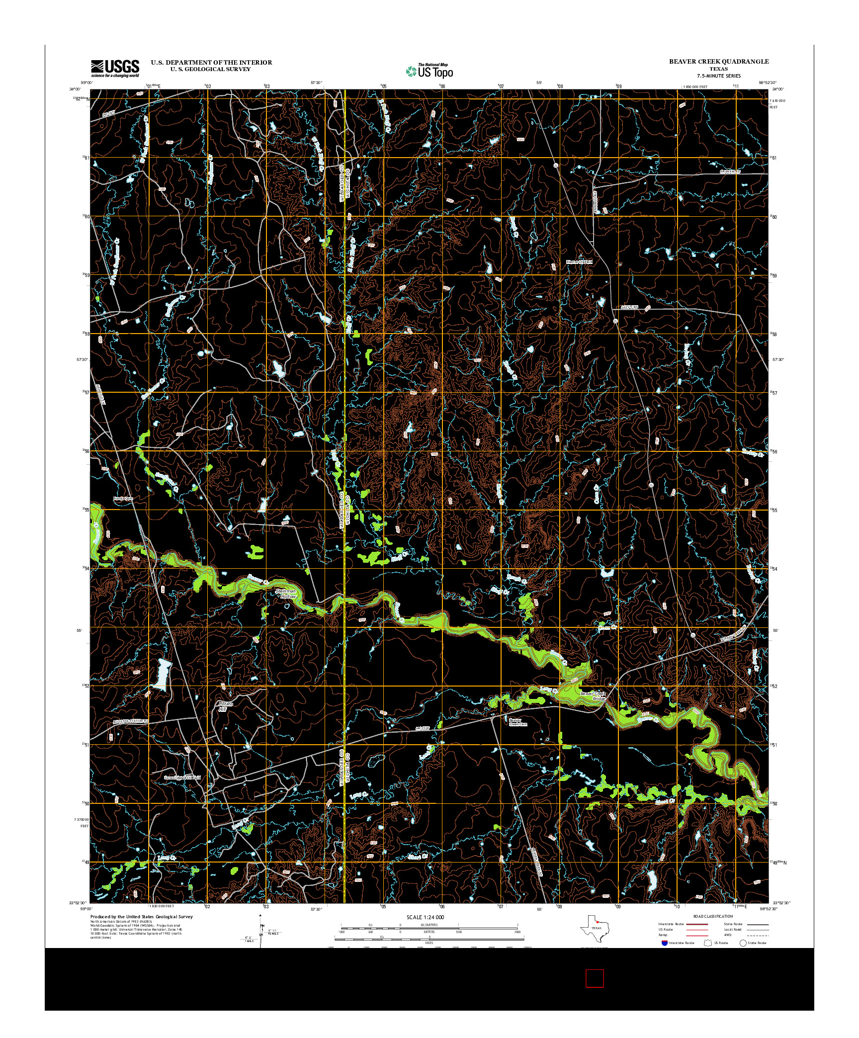 USGS US TOPO 7.5-MINUTE MAP FOR BEAVER CREEK, TX 2012