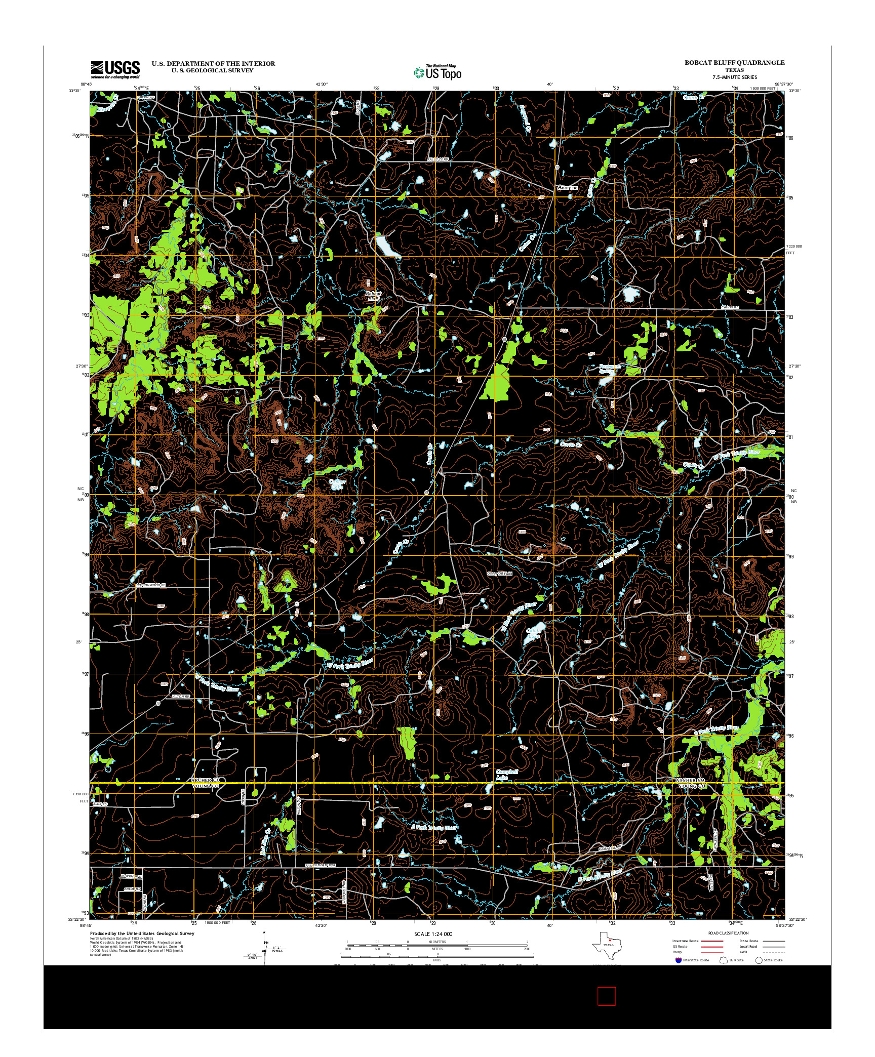 USGS US TOPO 7.5-MINUTE MAP FOR BOBCAT BLUFF, TX 2012