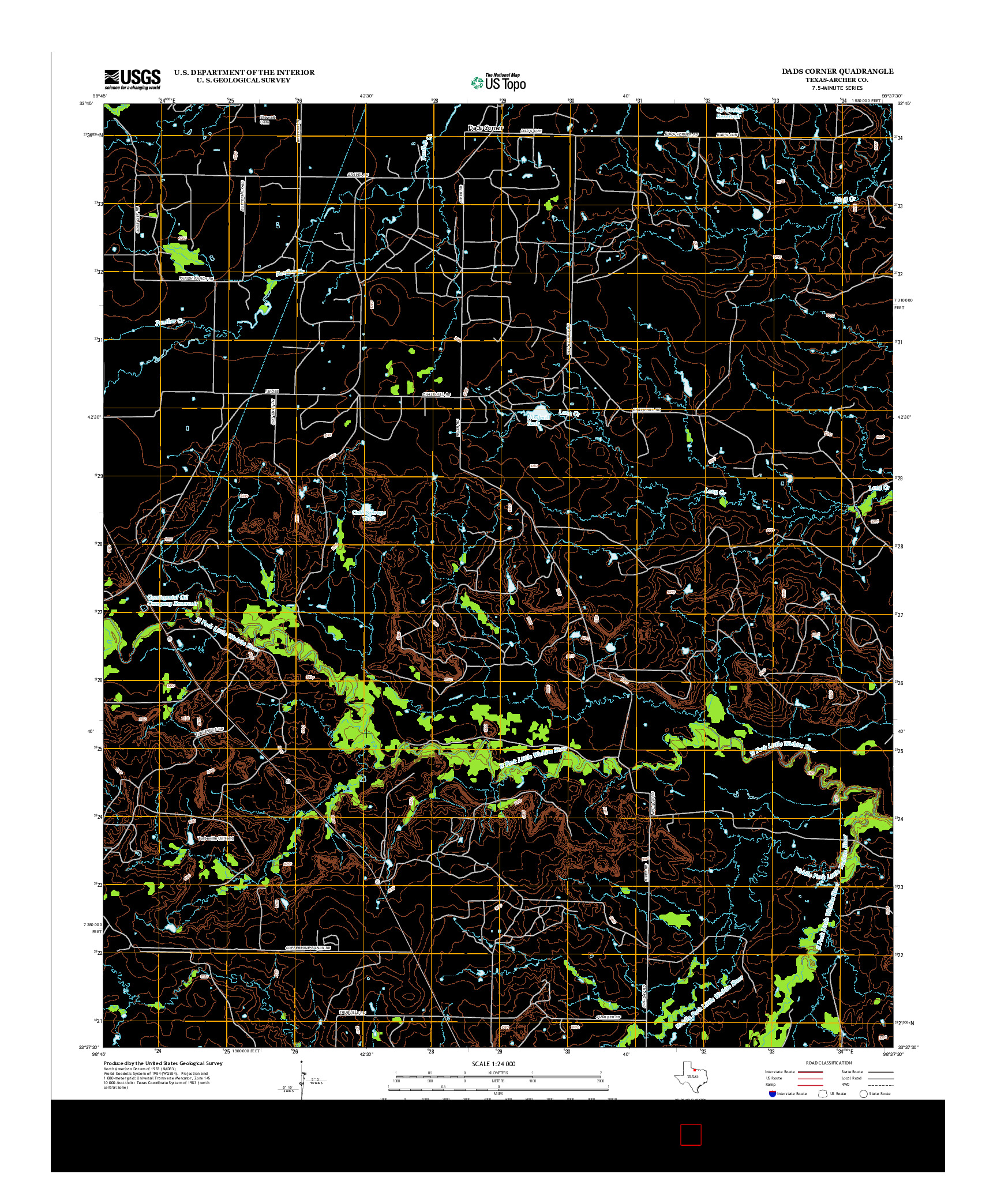 USGS US TOPO 7.5-MINUTE MAP FOR DADS CORNER, TX 2012