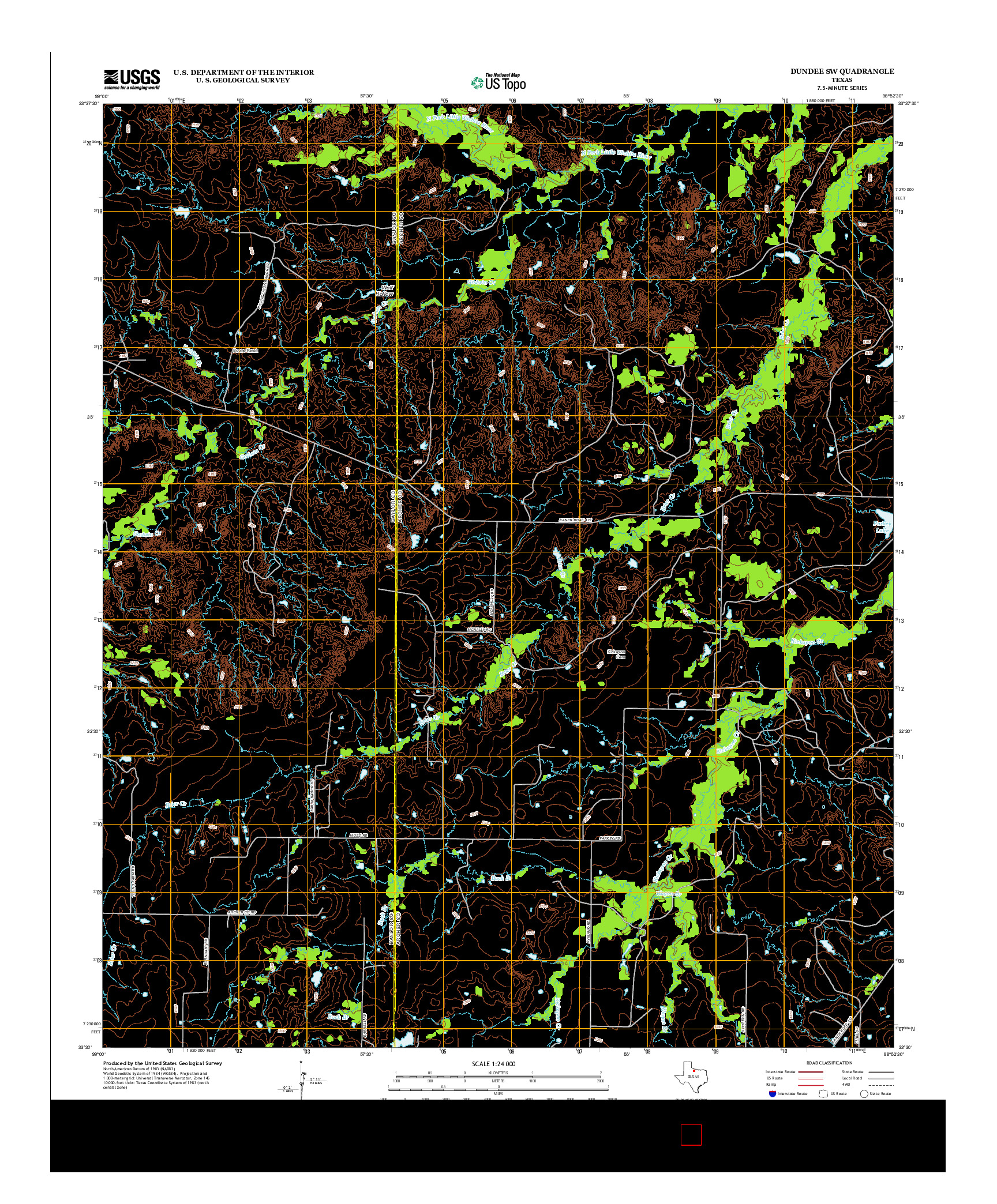 USGS US TOPO 7.5-MINUTE MAP FOR DUNDEE SW, TX 2012