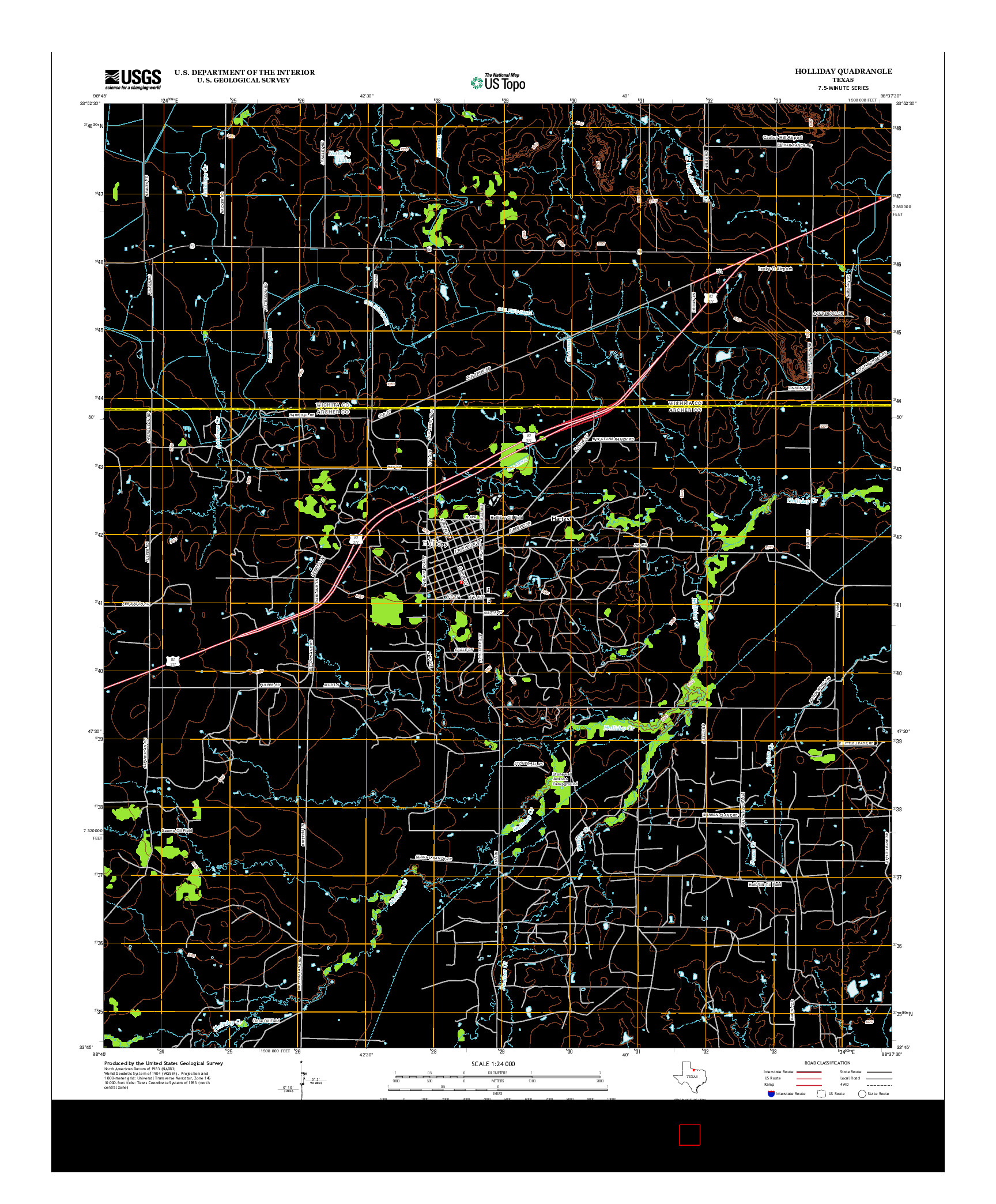 USGS US TOPO 7.5-MINUTE MAP FOR HOLLIDAY, TX 2012