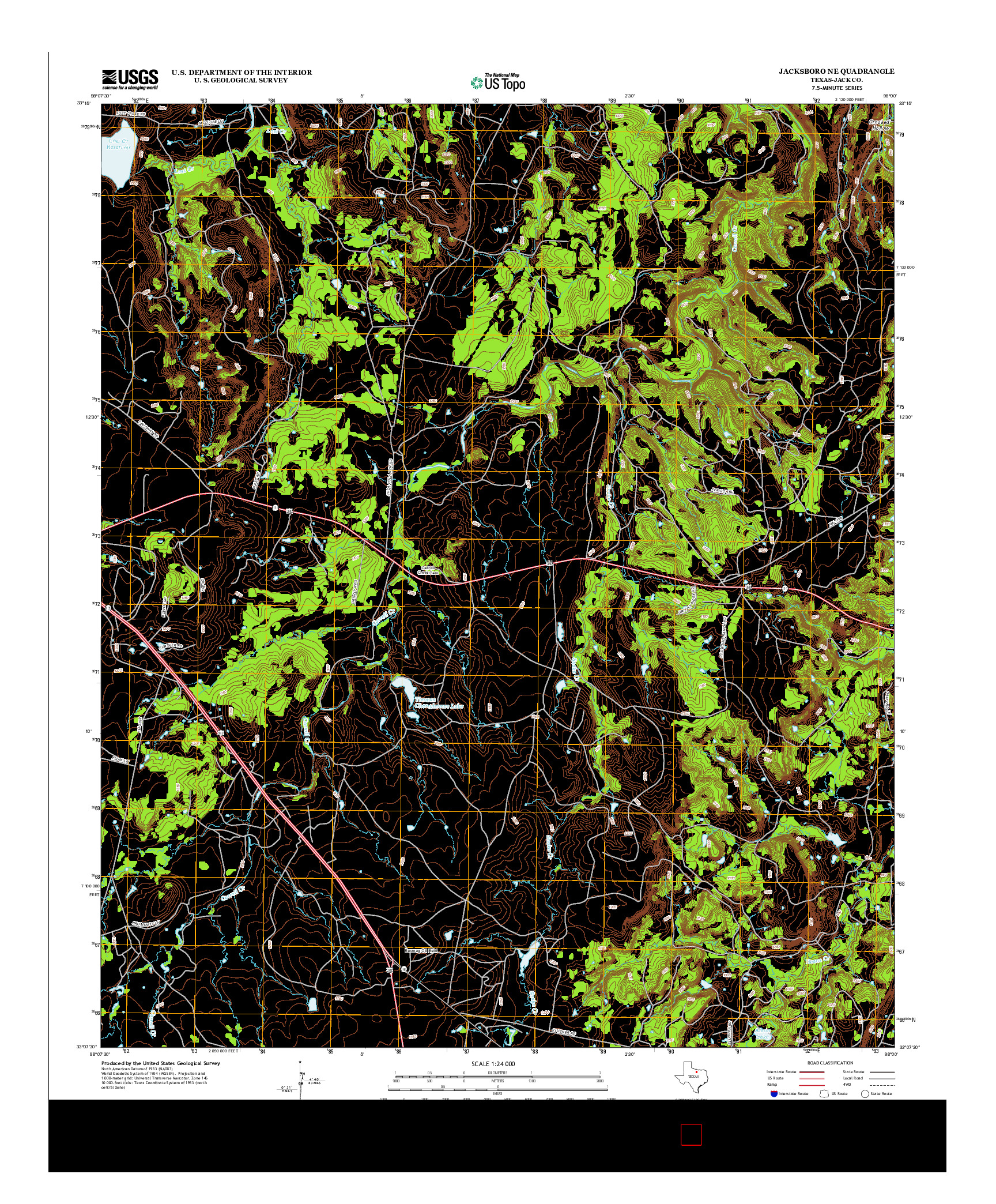 USGS US TOPO 7.5-MINUTE MAP FOR JACKSBORO NE, TX 2012