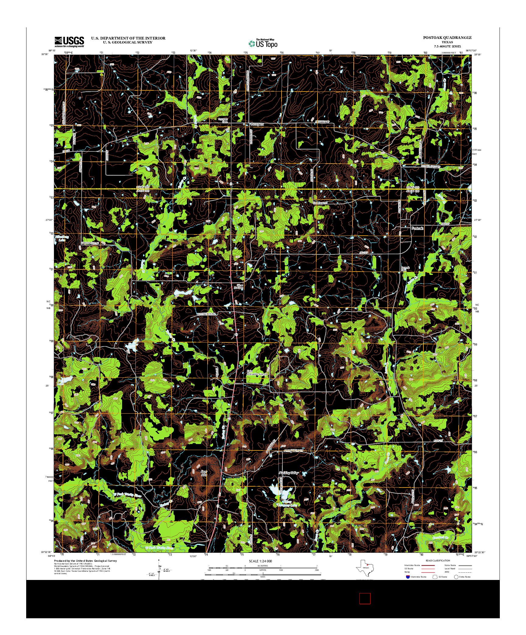 USGS US TOPO 7.5-MINUTE MAP FOR POSTOAK, TX 2012