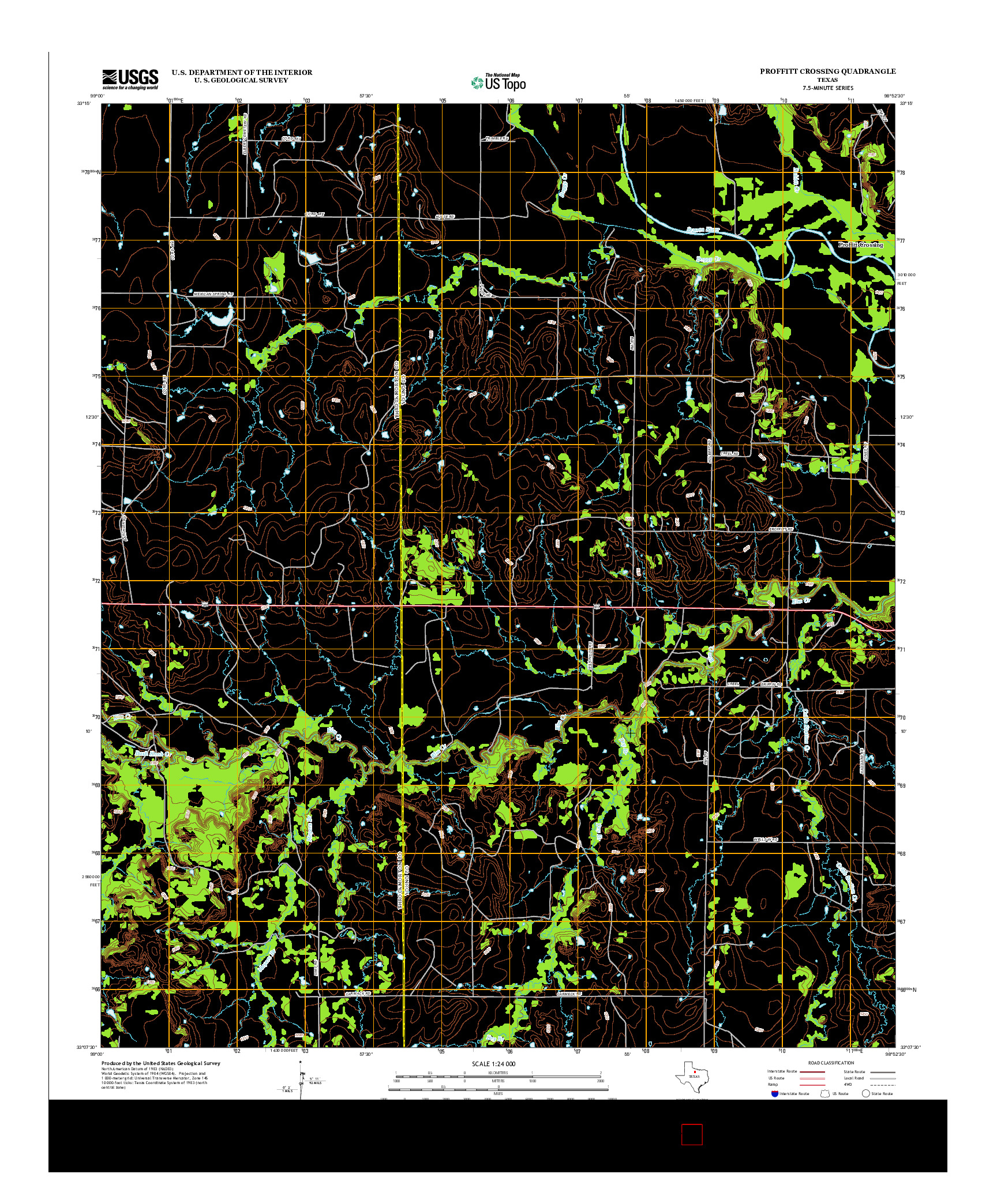 USGS US TOPO 7.5-MINUTE MAP FOR PROFFITT CROSSING, TX 2012