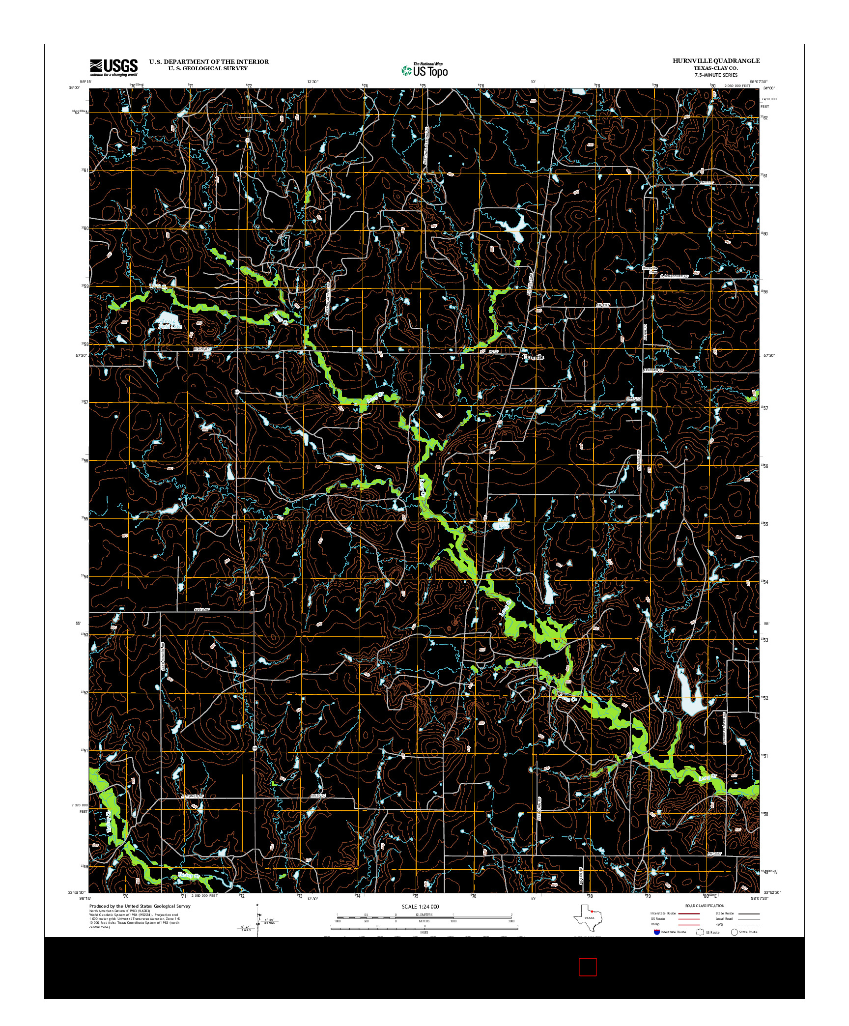 USGS US TOPO 7.5-MINUTE MAP FOR HURNVILLE, TX 2012