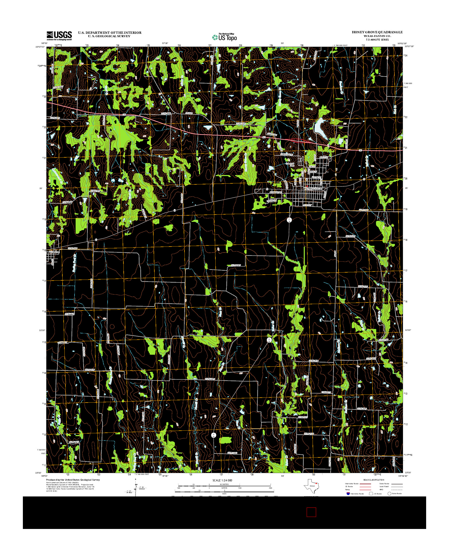 USGS US TOPO 7.5-MINUTE MAP FOR HONEY GROVE, TX 2012