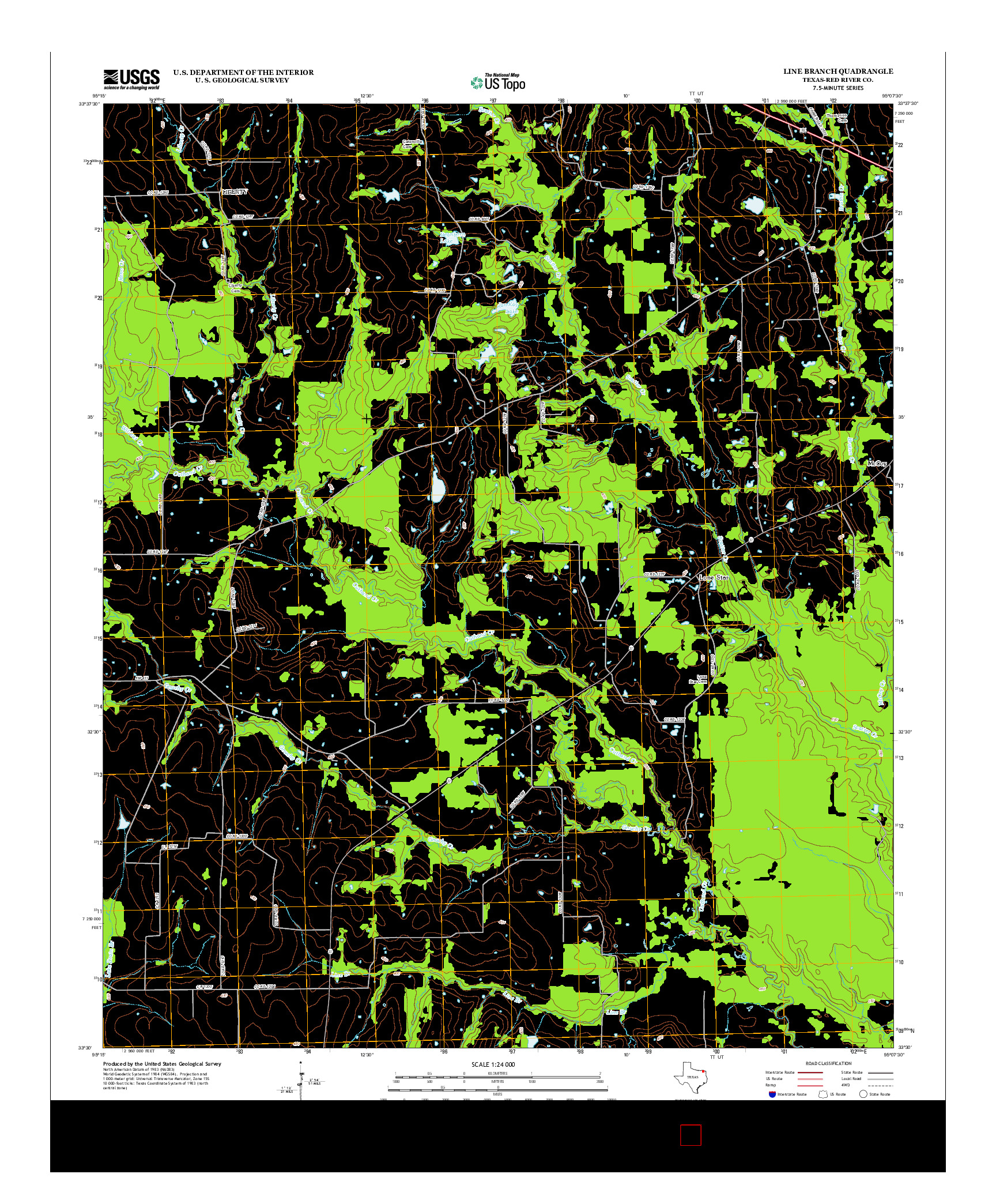 USGS US TOPO 7.5-MINUTE MAP FOR LINE BRANCH, TX 2012