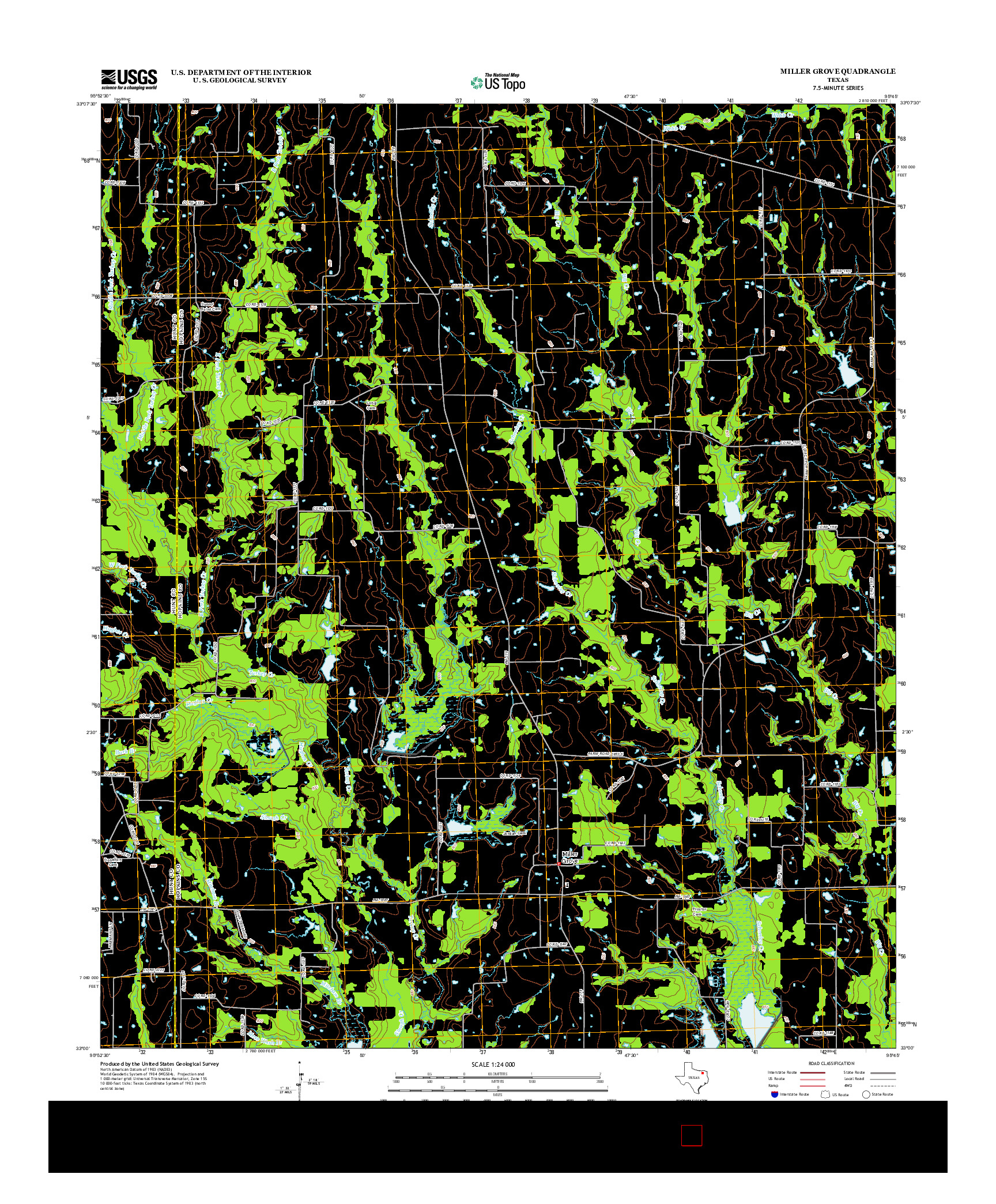 USGS US TOPO 7.5-MINUTE MAP FOR MILLER GROVE, TX 2012