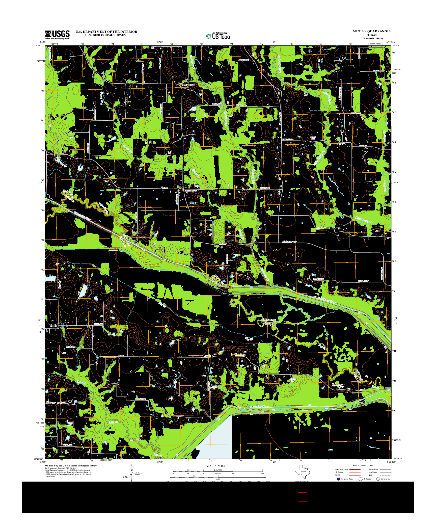 USGS US TOPO 7.5-MINUTE MAP FOR MINTER, TX 2012