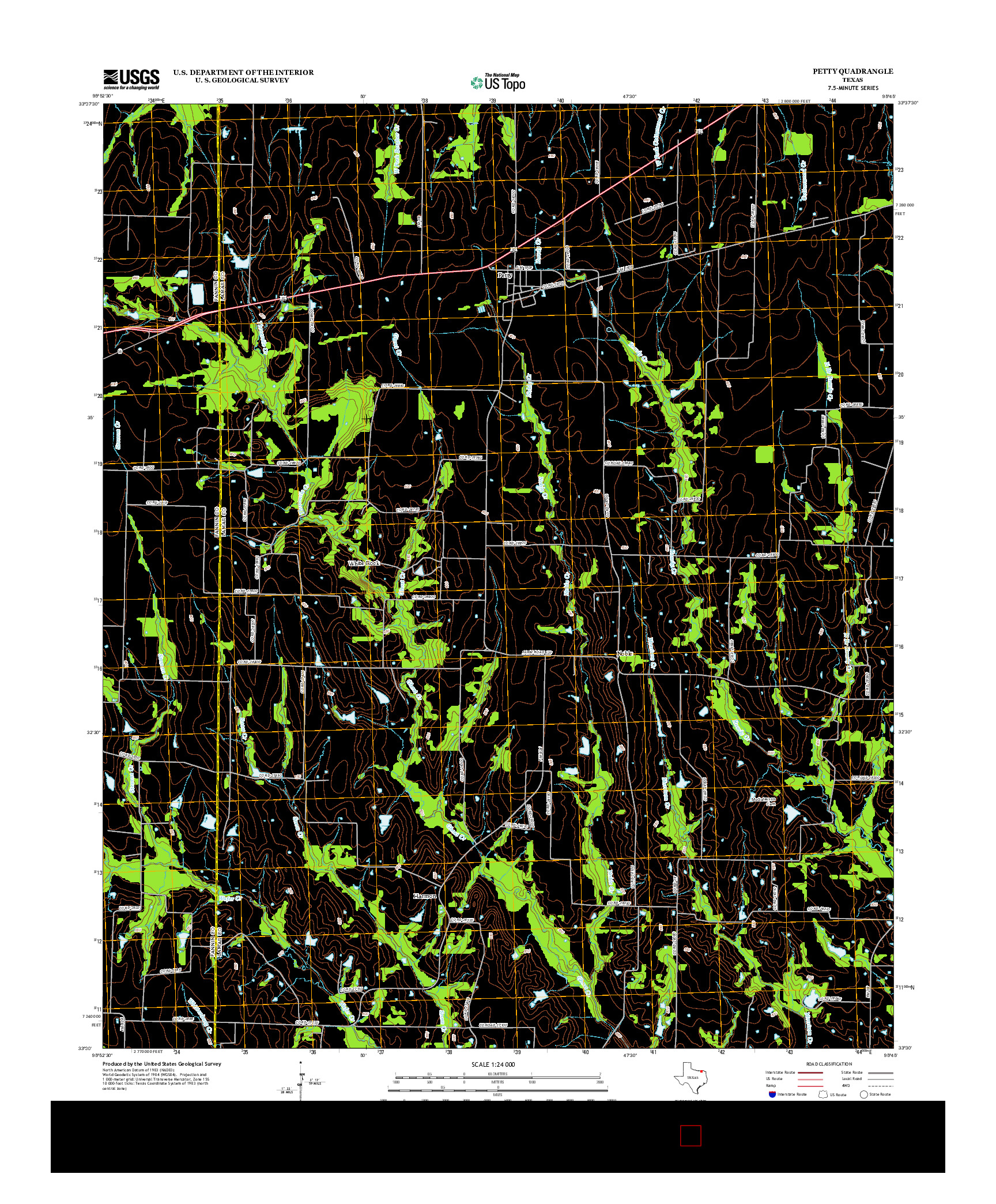 USGS US TOPO 7.5-MINUTE MAP FOR PETTY, TX 2012