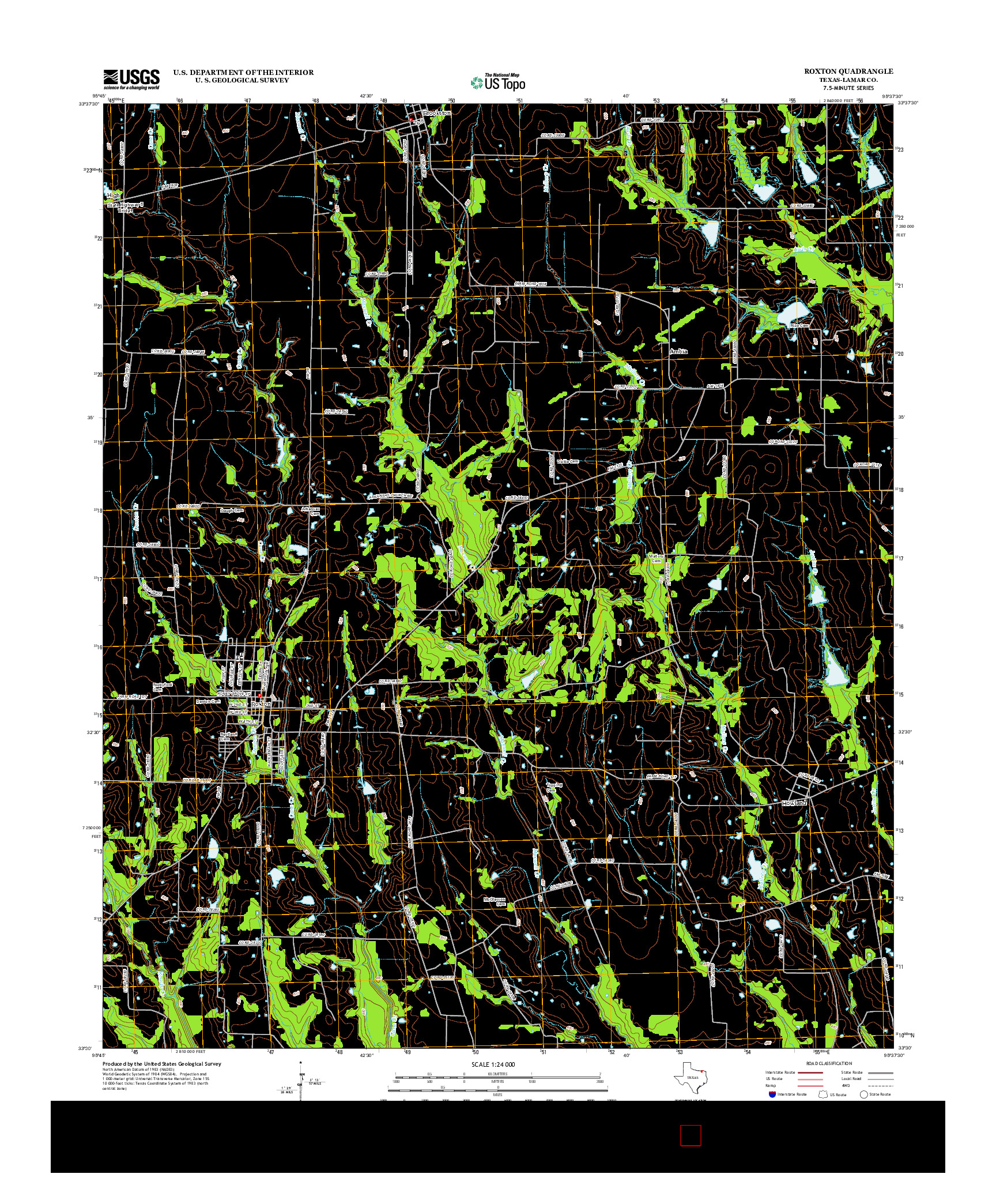 USGS US TOPO 7.5-MINUTE MAP FOR ROXTON, TX 2012