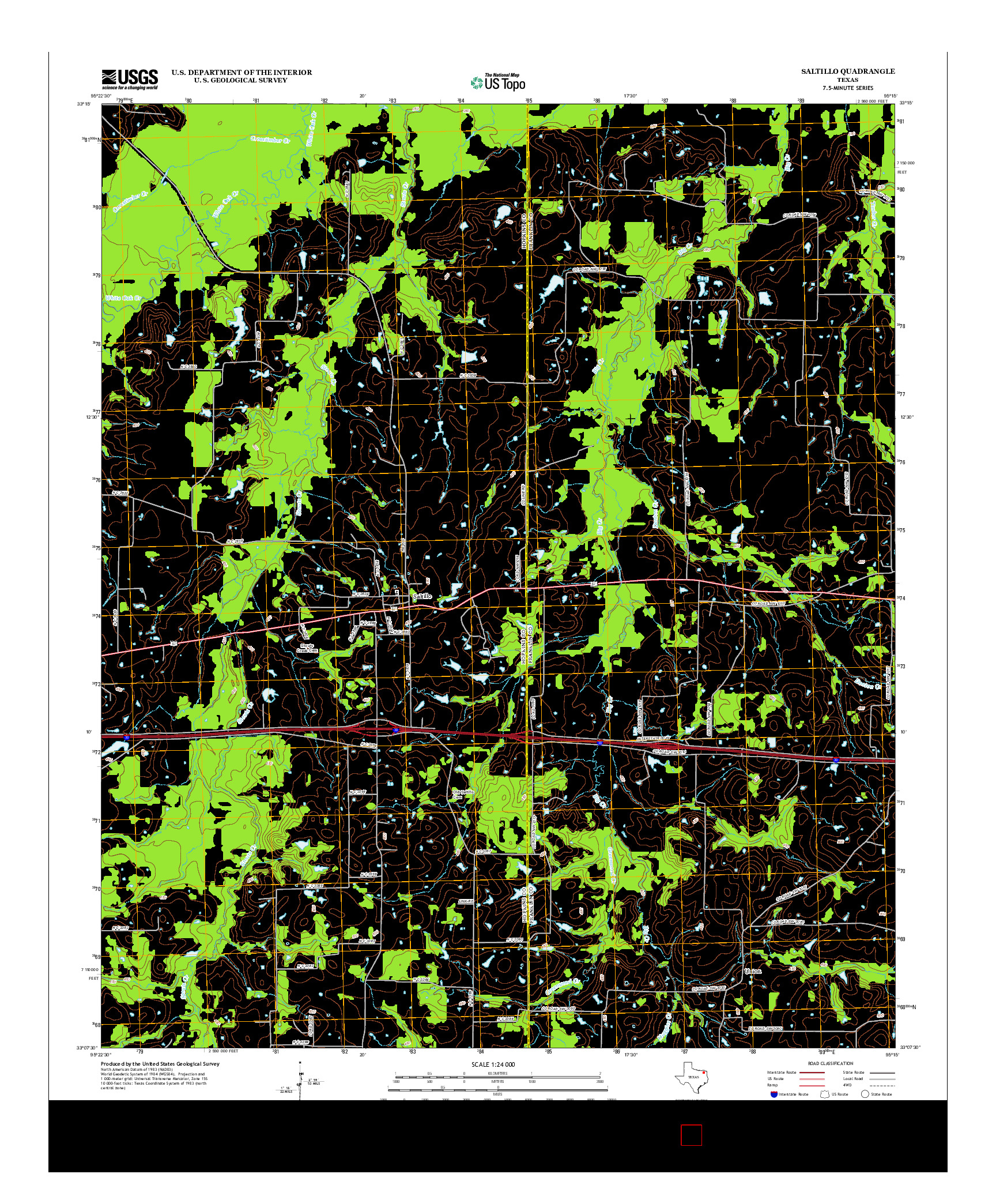 USGS US TOPO 7.5-MINUTE MAP FOR SALTILLO, TX 2012