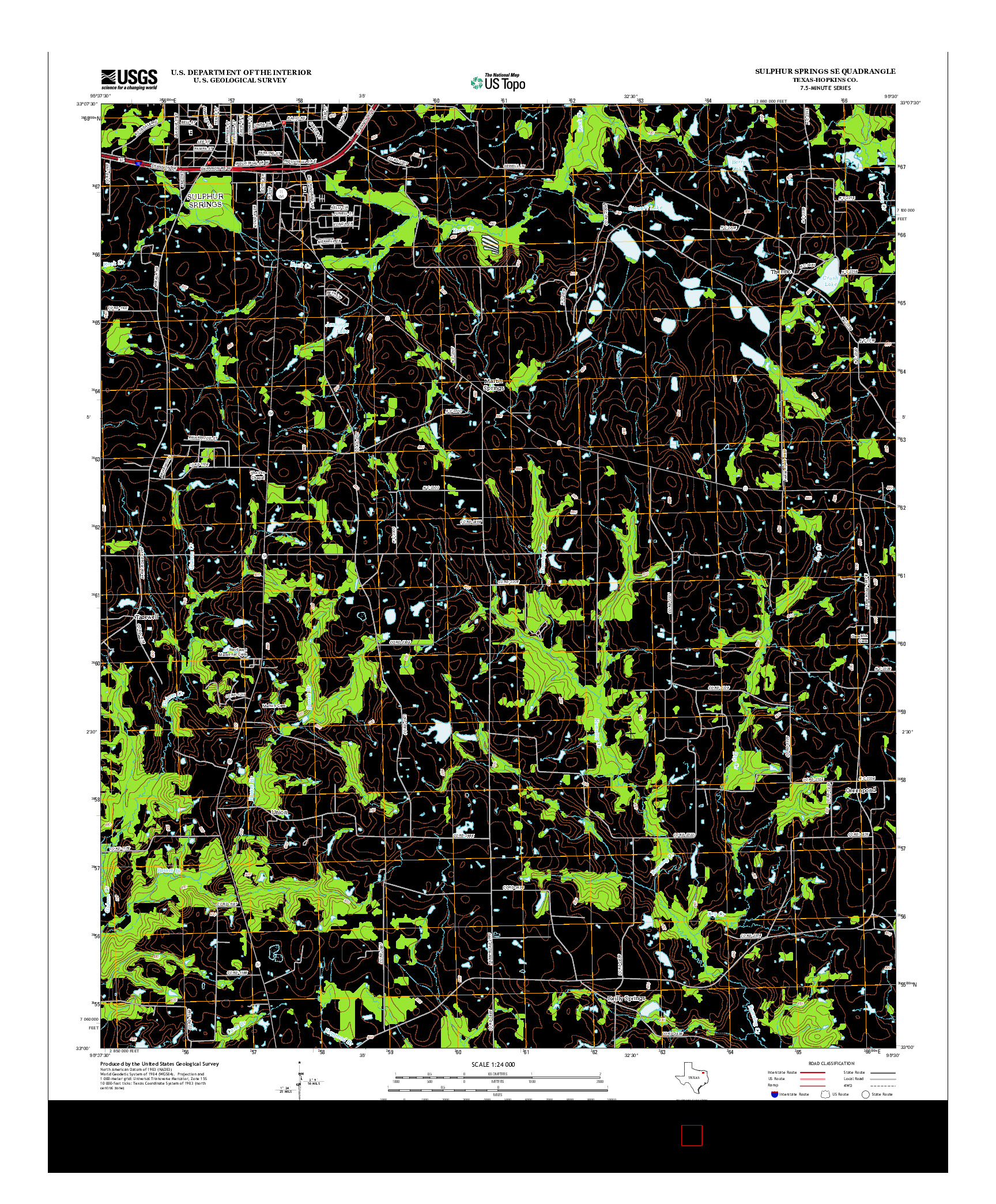 USGS US TOPO 7.5-MINUTE MAP FOR SULPHUR SPRINGS SE, TX 2012