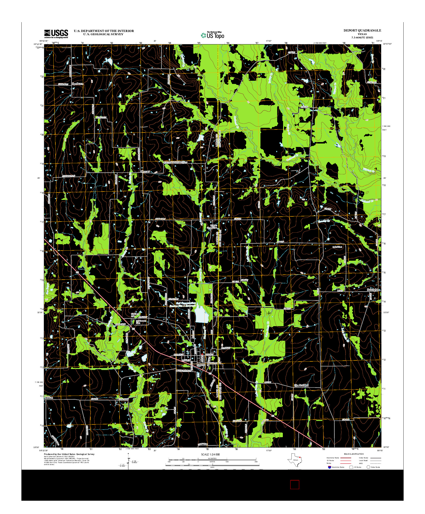 USGS US TOPO 7.5-MINUTE MAP FOR DEPORT, TX 2012