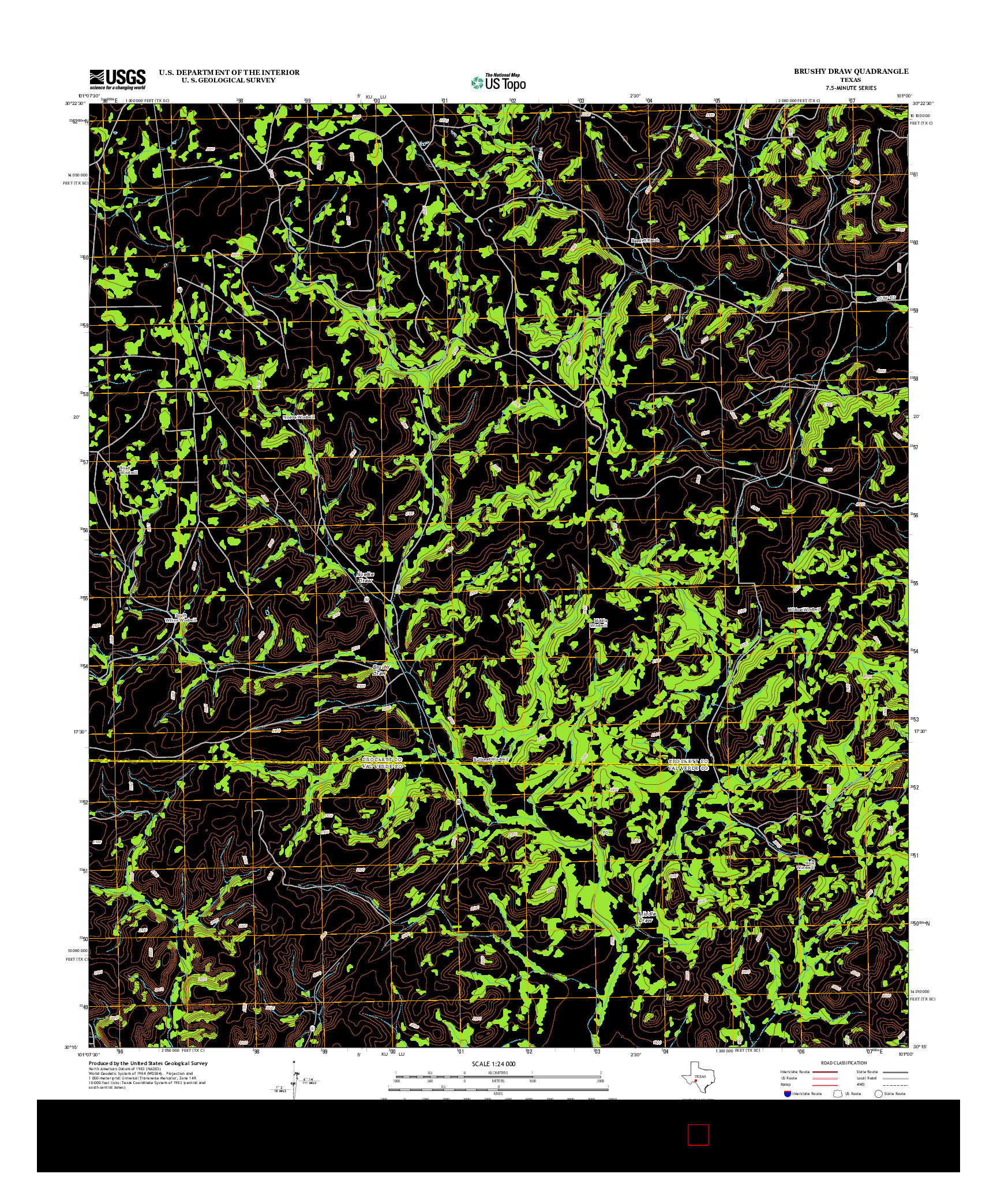 USGS US TOPO 7.5-MINUTE MAP FOR BRUSHY DRAW, TX 2012